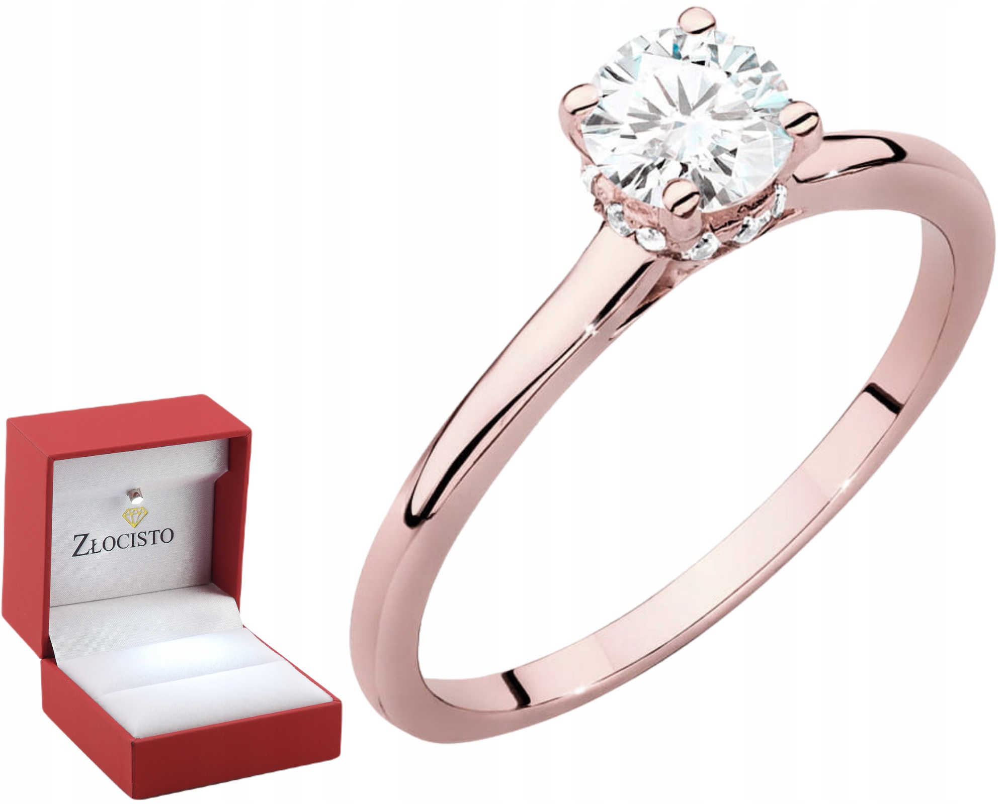 Moderní Prstýnek 14K Růžové Zlato, Laboratorní Briliant, Módní Styl