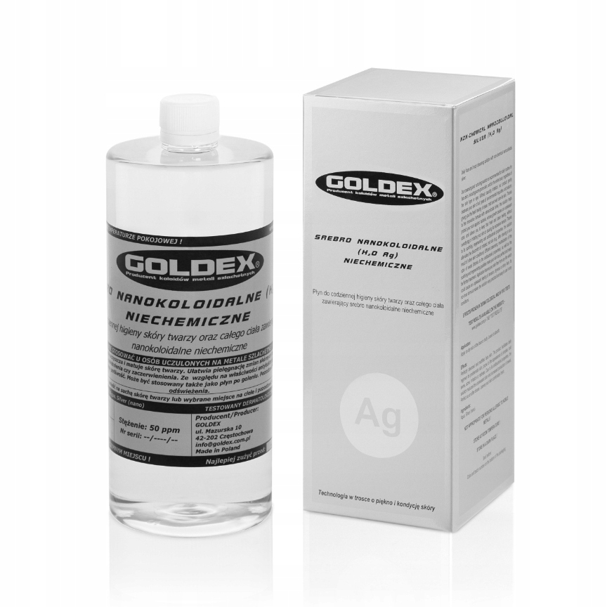 Goldex srebro nanokoloidalne 50PPM niechemiczne 1L