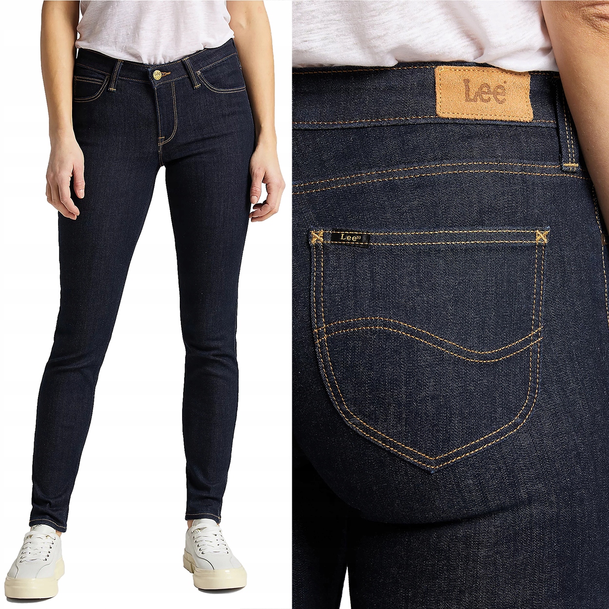 Lee Scarlett Rinse Tmavě modré dámské džíny úzké nohavice W28 L31