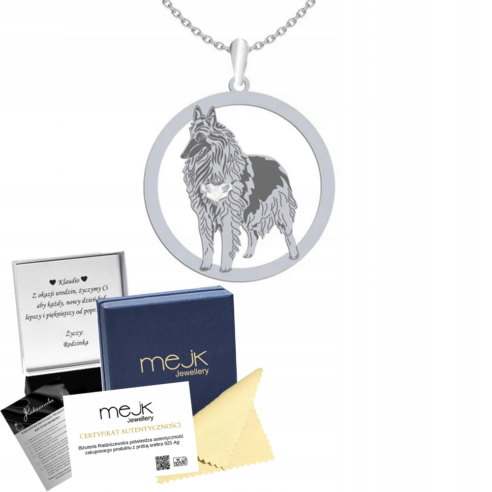 Stříbrný náhrdelník se psem Ovčáček Tervueren 925 Šperky Dárek Gravírování