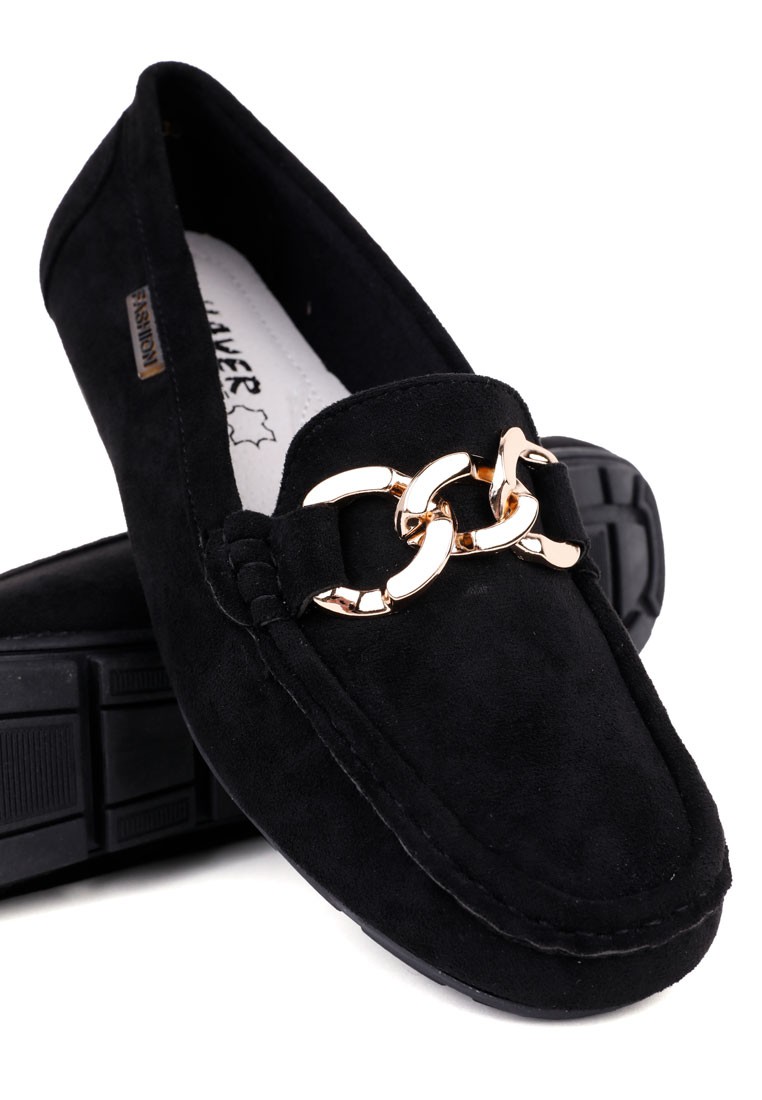 CZARNE MOKASYNY DAMSKIE ZAMSZOWE PÓŁBUTY WSUWANE WKŁ. EKOSKÓRA ELEGANCKIE Marka inna