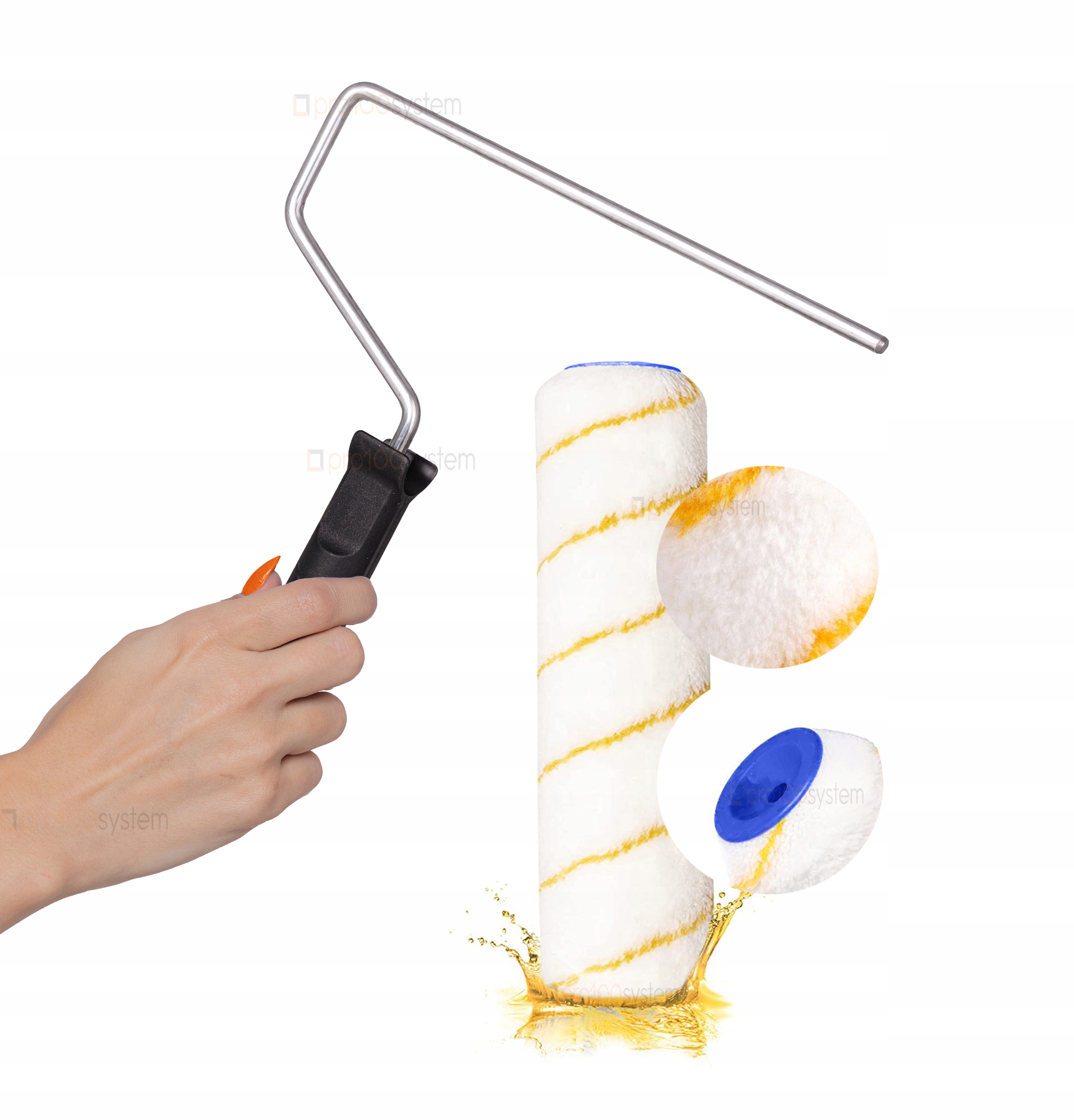 WAŁEK MALARSKI DO MALOWANIA ZŁOTA NIĆ 25cm+RĄCZKA