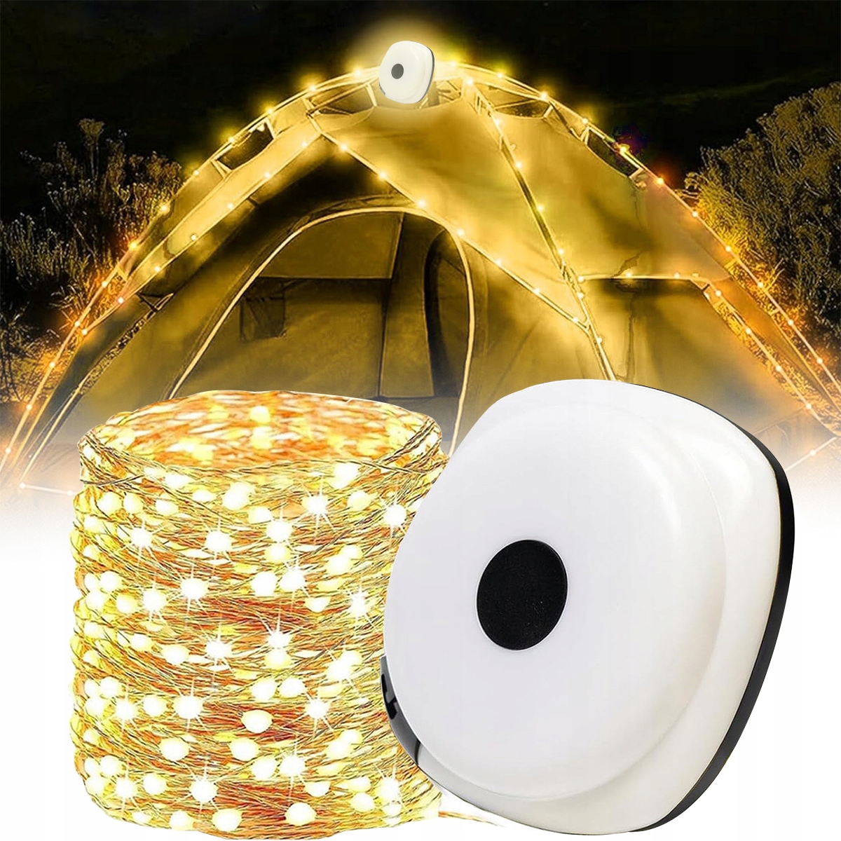 Lampa Kempingowa Biwakowa Akumulatorowa LED Girlanda Na Rolce 10m Ciepła