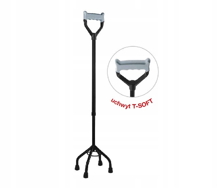 Ar- 017M Laska Inwalidzka Czwórnóg Z Miękkim Uchwytem T-soft, Czarna