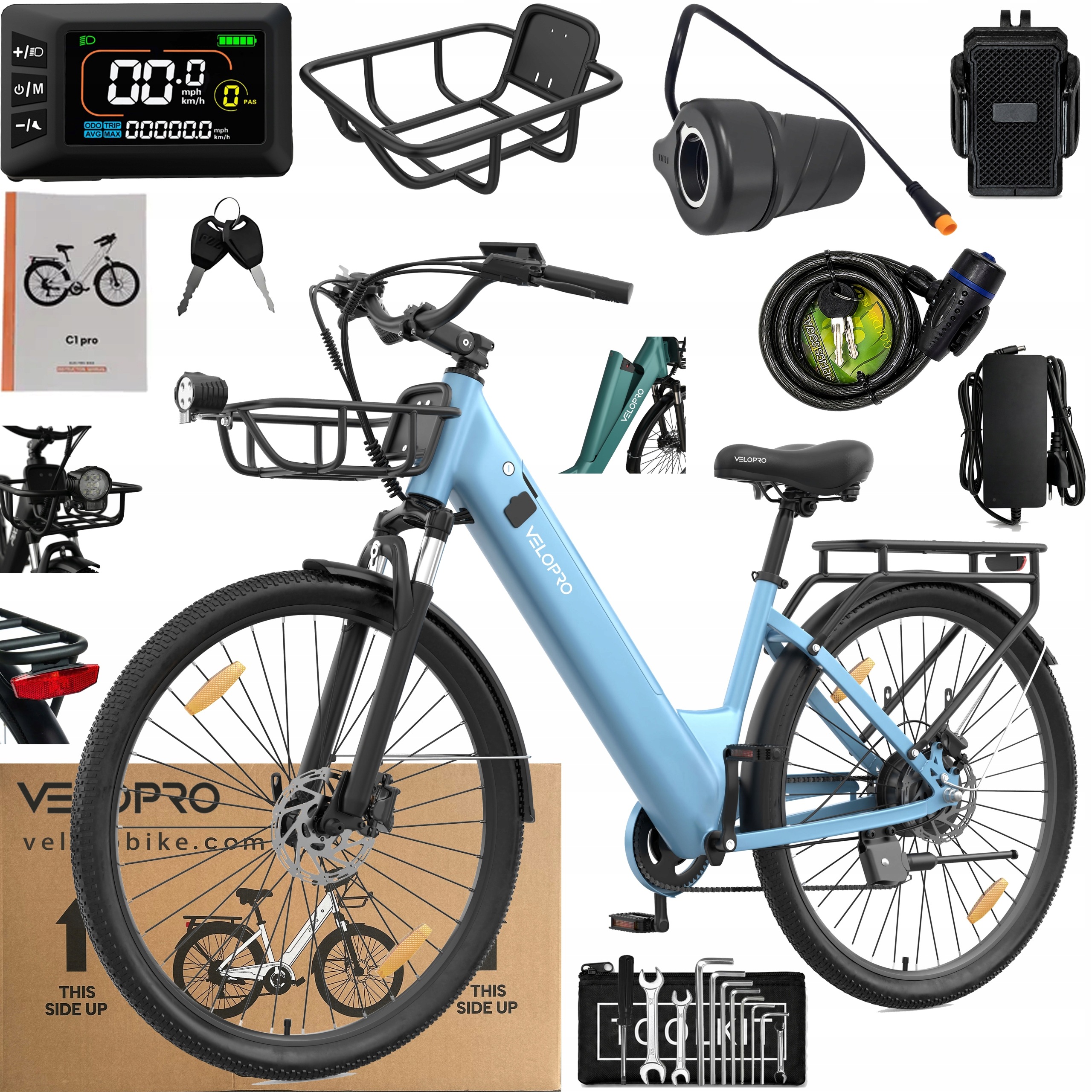 Elektrokolo Velopro C1 Pro 250W 25KM/H 36V 18Ah 150KM plynová páka