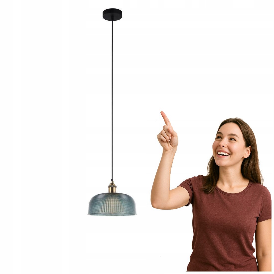 Industriálna lampa Davide modrá E27 Italux