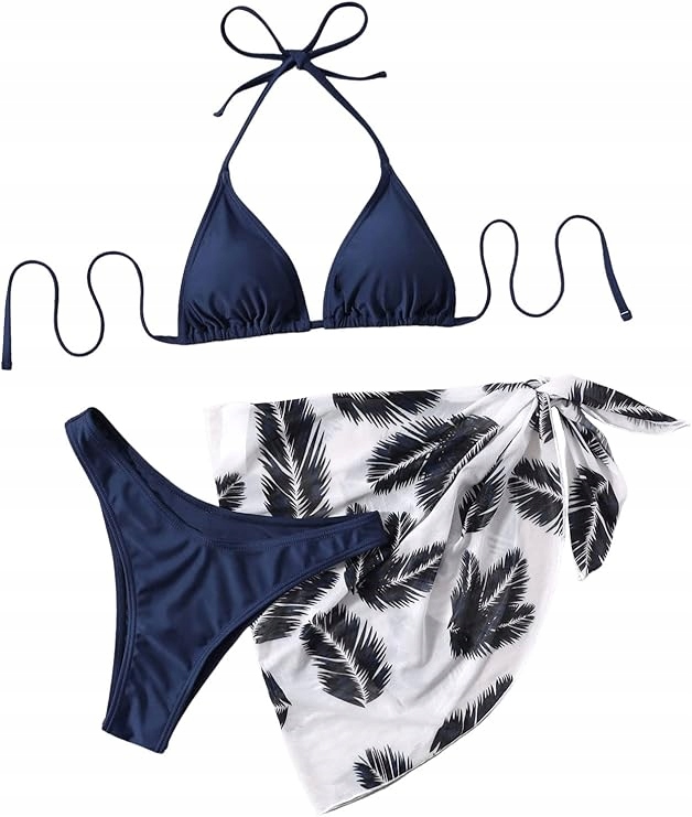 Dámské dvoudílné plavky Bikini s šátkem, tmavě modrá S