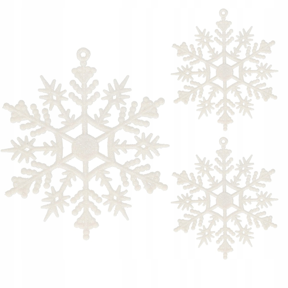 BOMBKI ŚNIEŻYNKI NIETŁUKĄCE CHOINKOWE ZESTAW 3szt Motyw śnieżynka