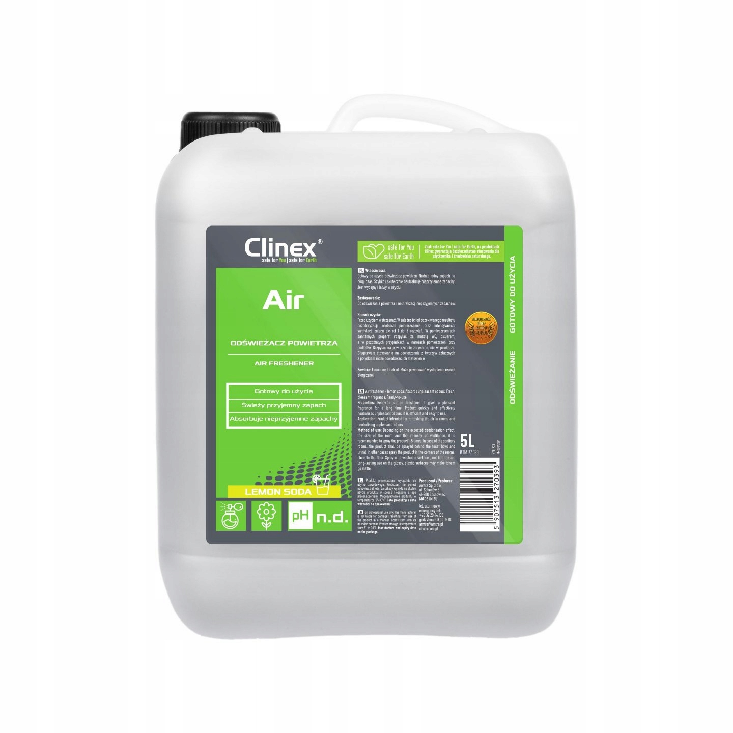 

Odświeżacz Powietrza Clinex Air Lemon Soda 5L
