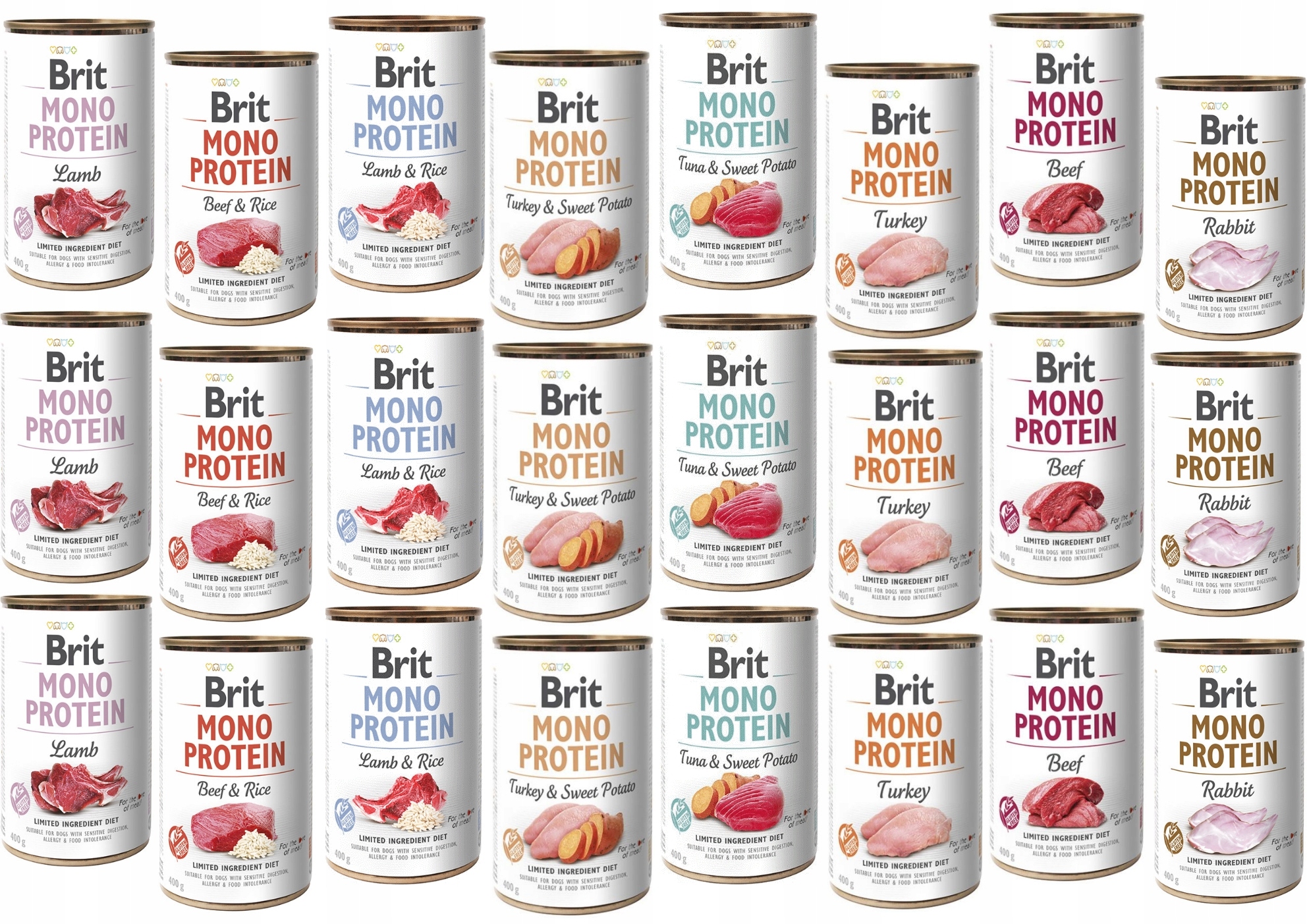 Brit Mono Protein 24 x 400g mix smaków dla psa