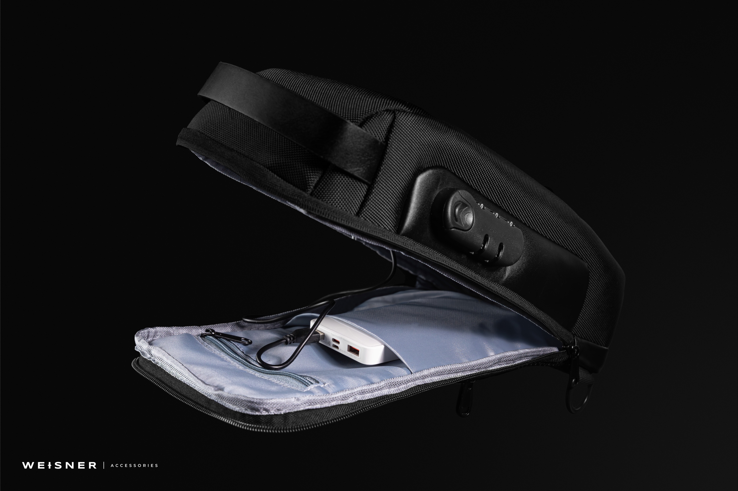 SASZETKA TORBA NA RAMIĘ MĘSKA NERKA PLECAK BOX USB Materiał dominujący syntetyk