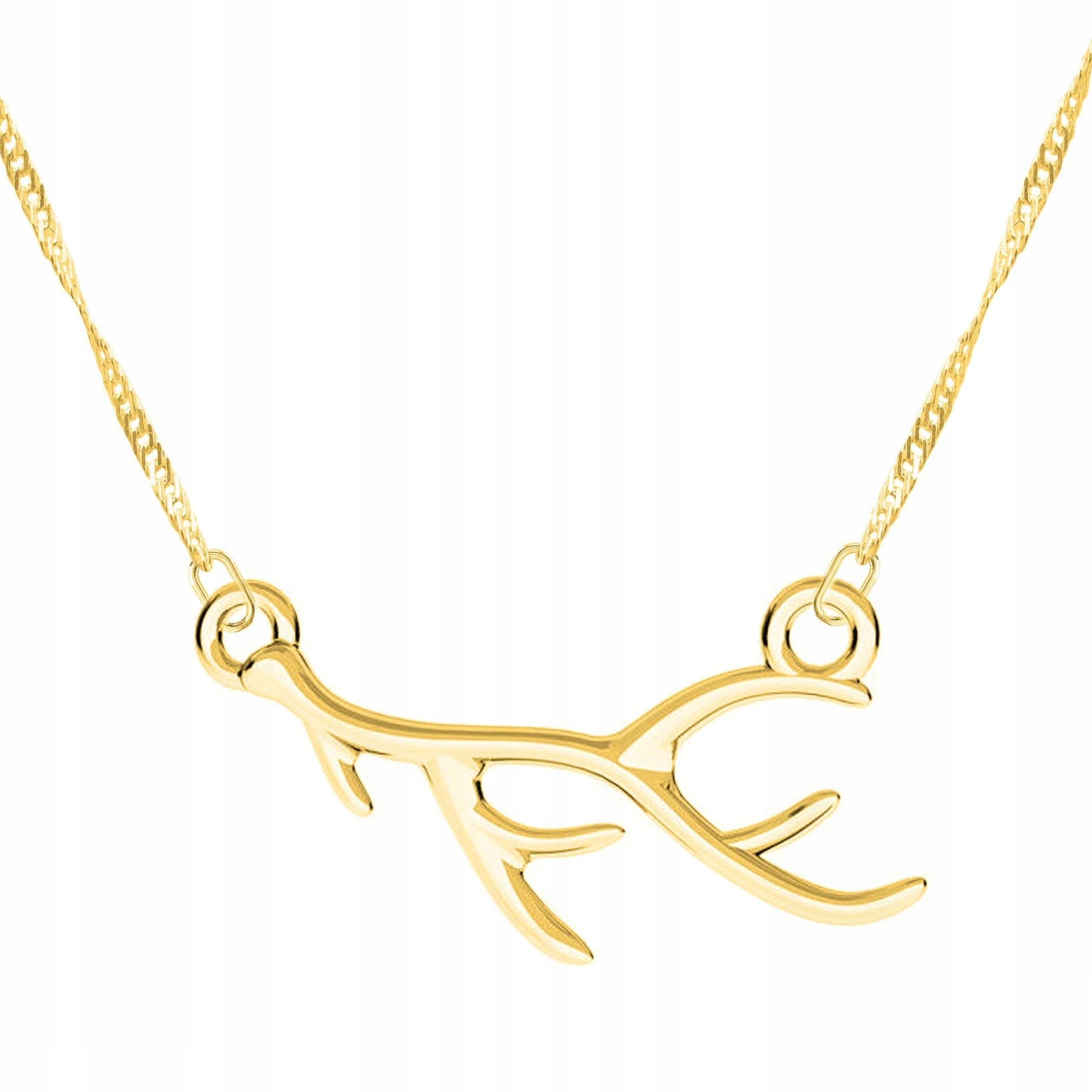 Zlatý náhrdelník s parožím Rohy Hlava jelena Jelen Stříbro 925