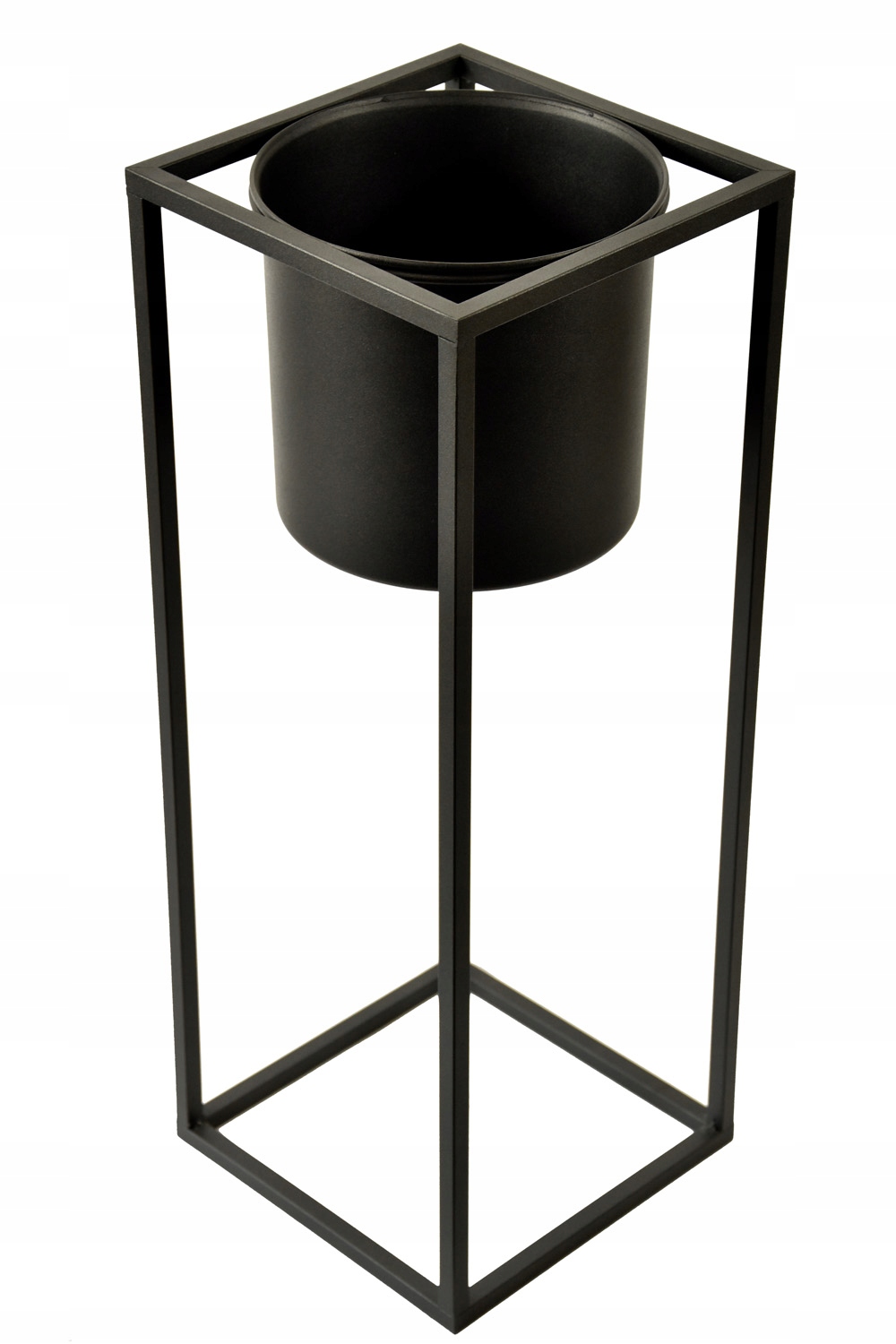 

Kwietnik metalowy 80 cm z osłonką czarny mat loft
