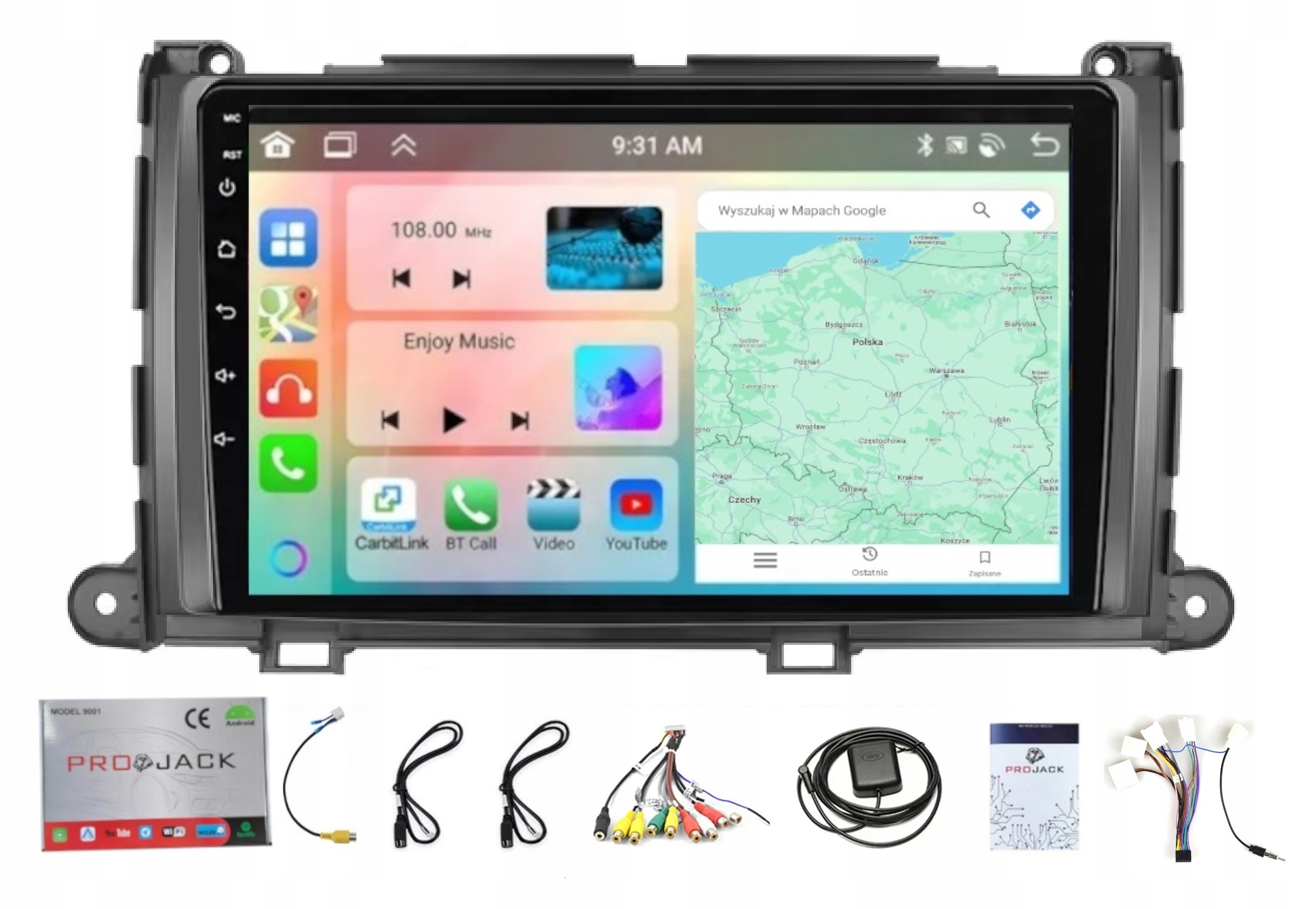 Autorádio S Navigací Carplay Toyota Sienna 2010-2014 Wifi Android 4GB 64GB