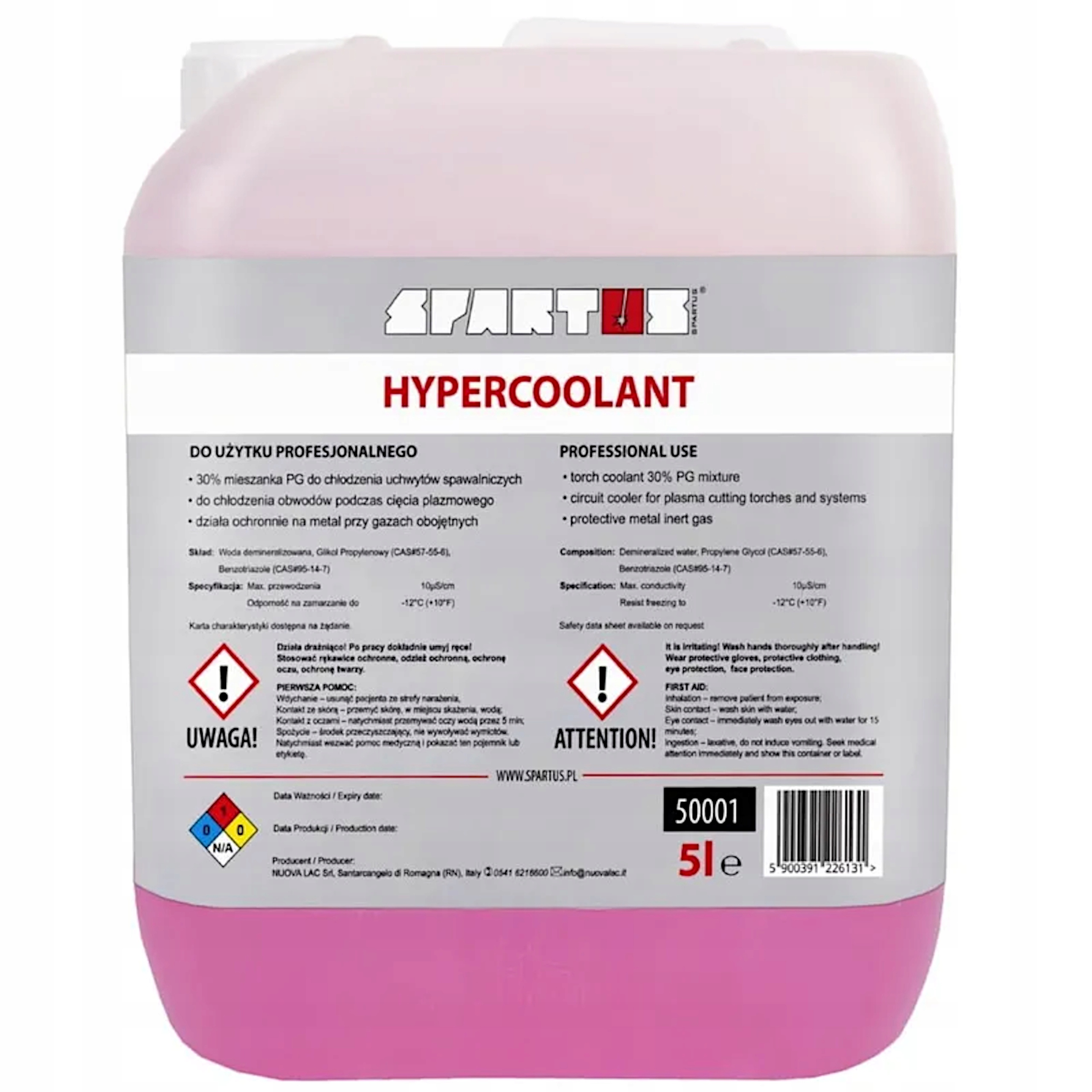 Hypercoolant Spartus – Profesionální Chladicí Kapalina Pg 30% 5 L Pro Svařovací Stroje