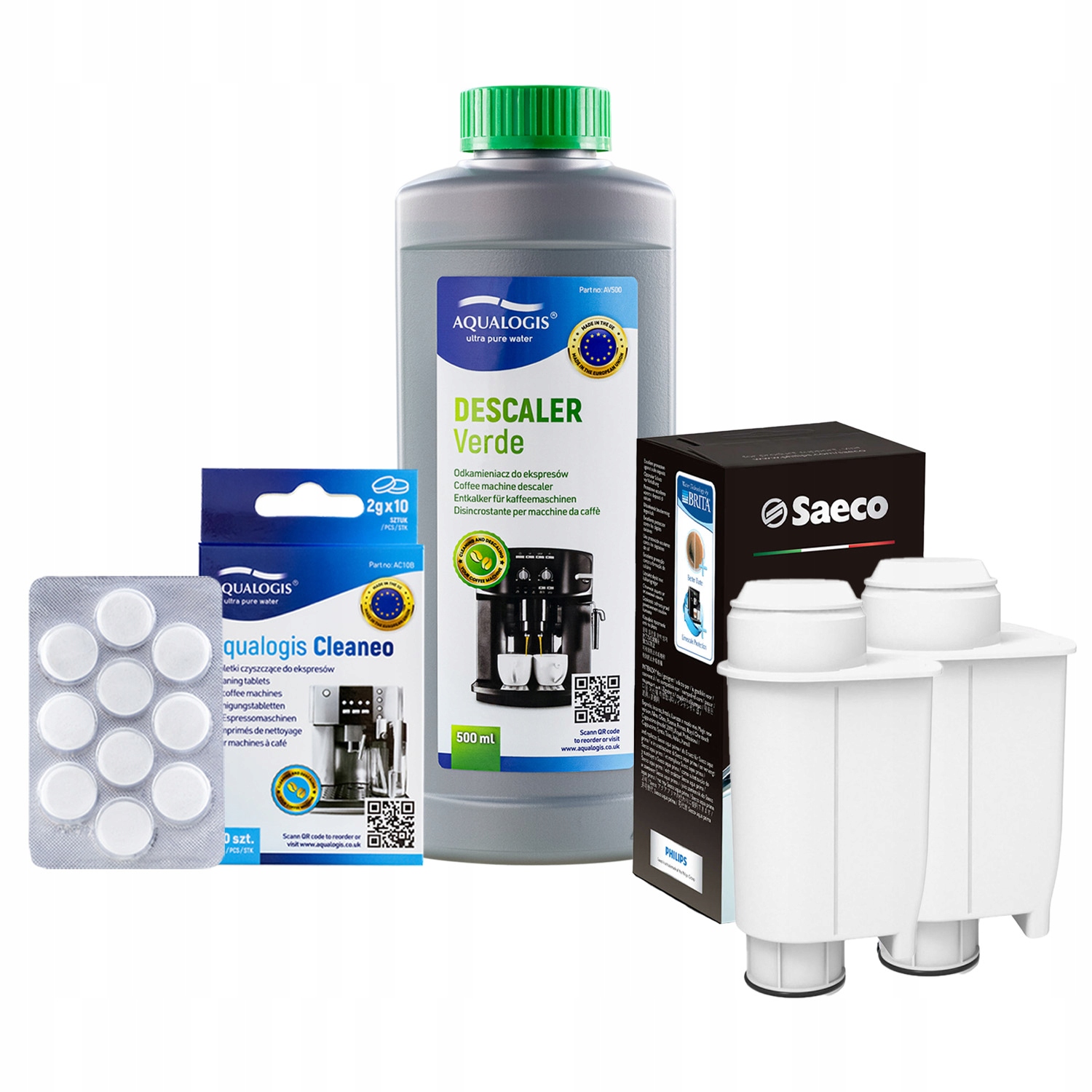 Odvápňovač 500 ml tablety 2 x filtr do kávovaru Saeco Intenza+