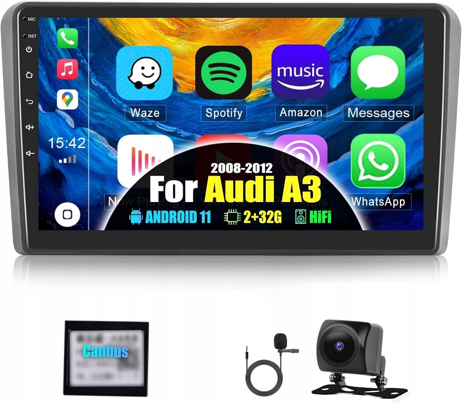 Rádio Audi A3 8P 2008-2012 Android Radio 4 Gb 64 Gb 2-DIN CarPlay Kamera