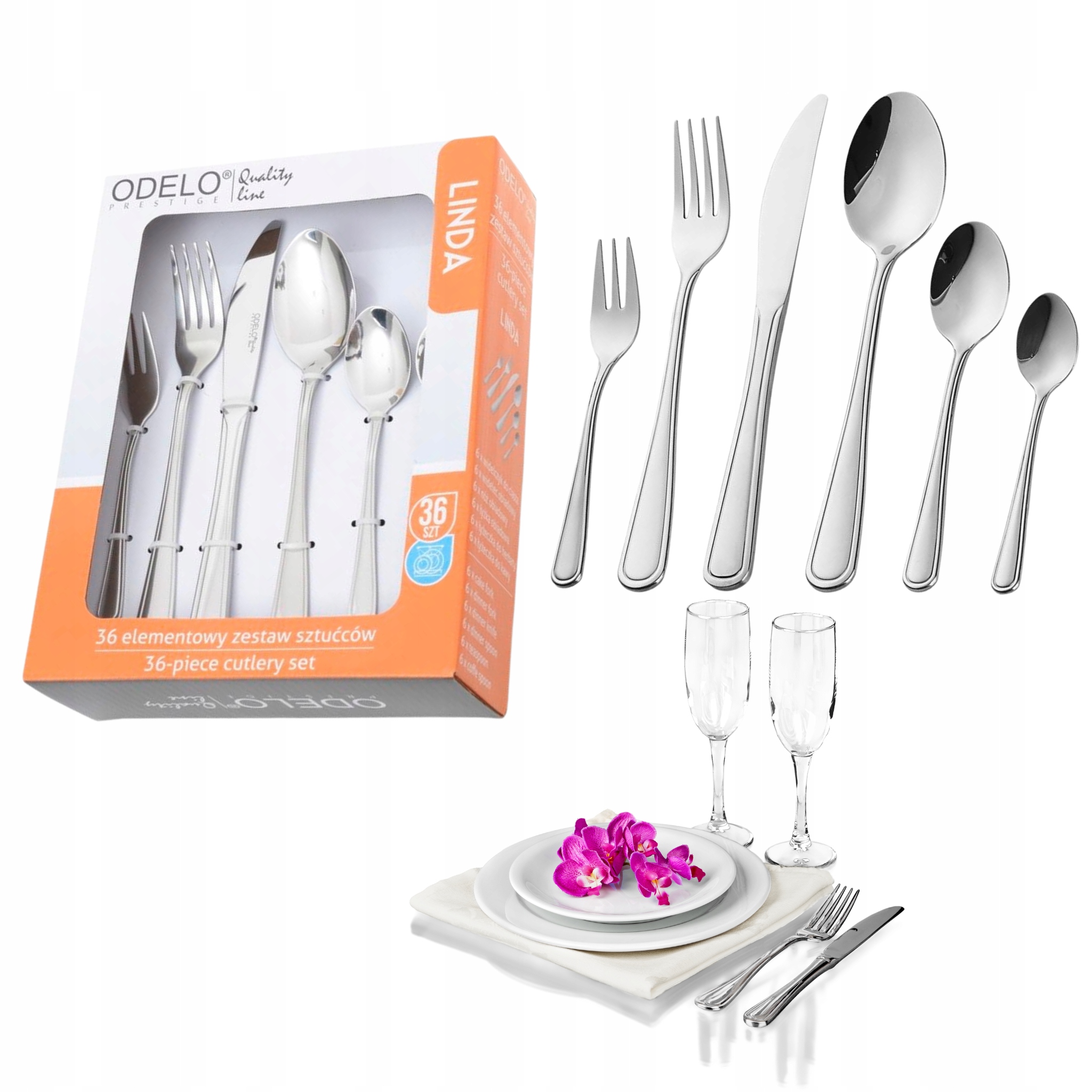 Sada příborů z nerezové oceli do myčky nádobí Komplet Obědový 36el 6os