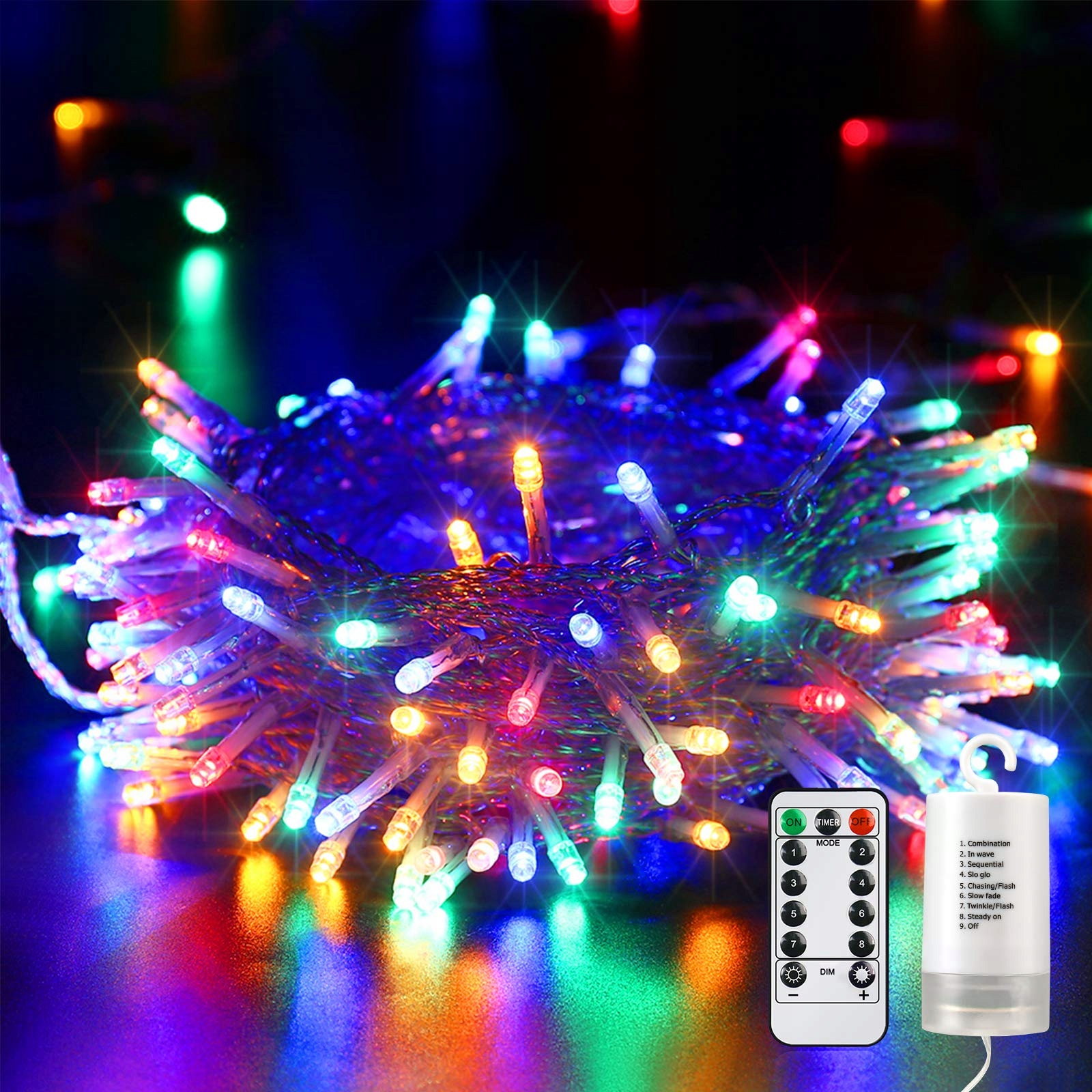 QEDERTEK Lampki Świąteczne 20M 200 LED Zewnętrzne Na Baterie