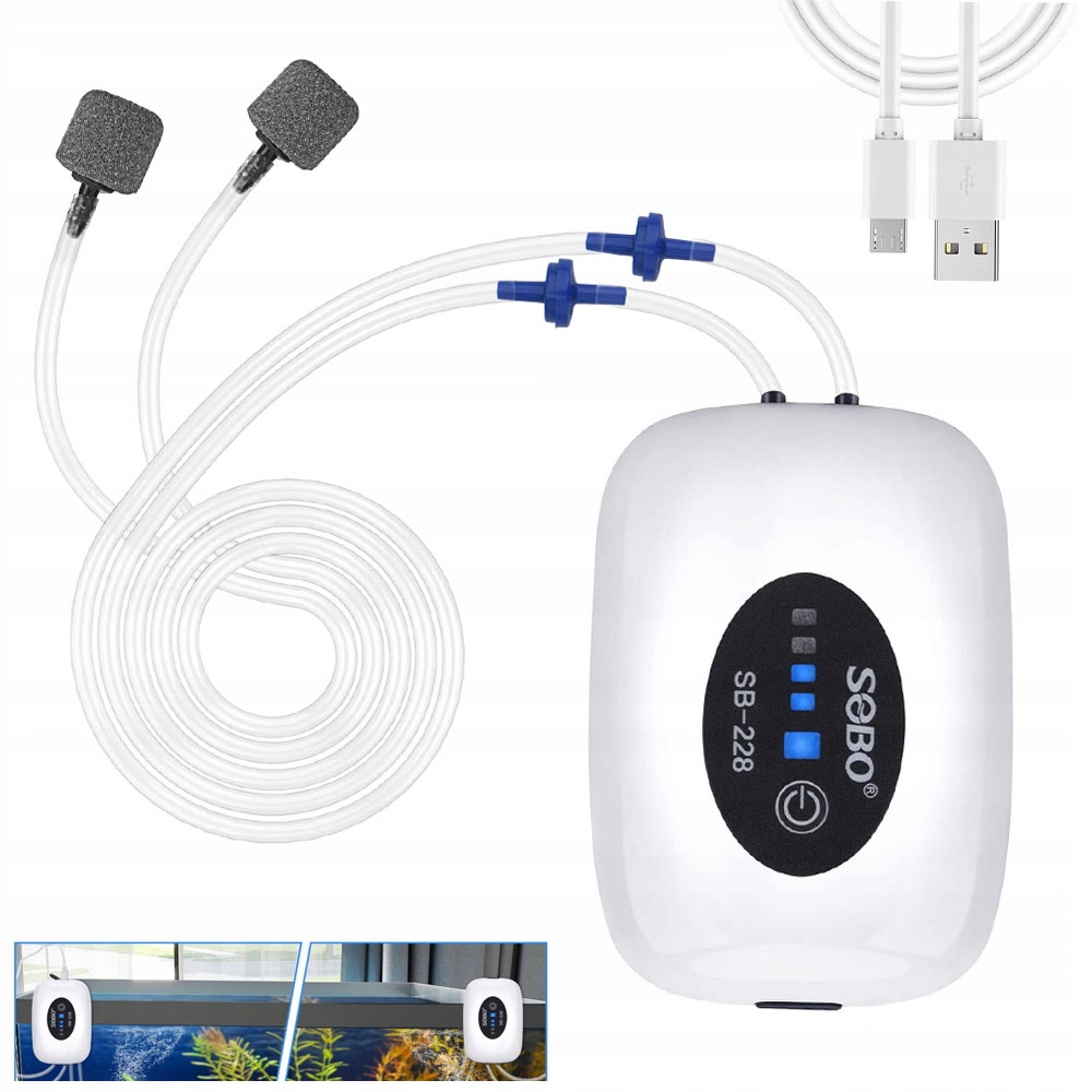 Přenosná Vzduchová Pumpa Pro Akvárium Aerator 4800 Mah Baterie