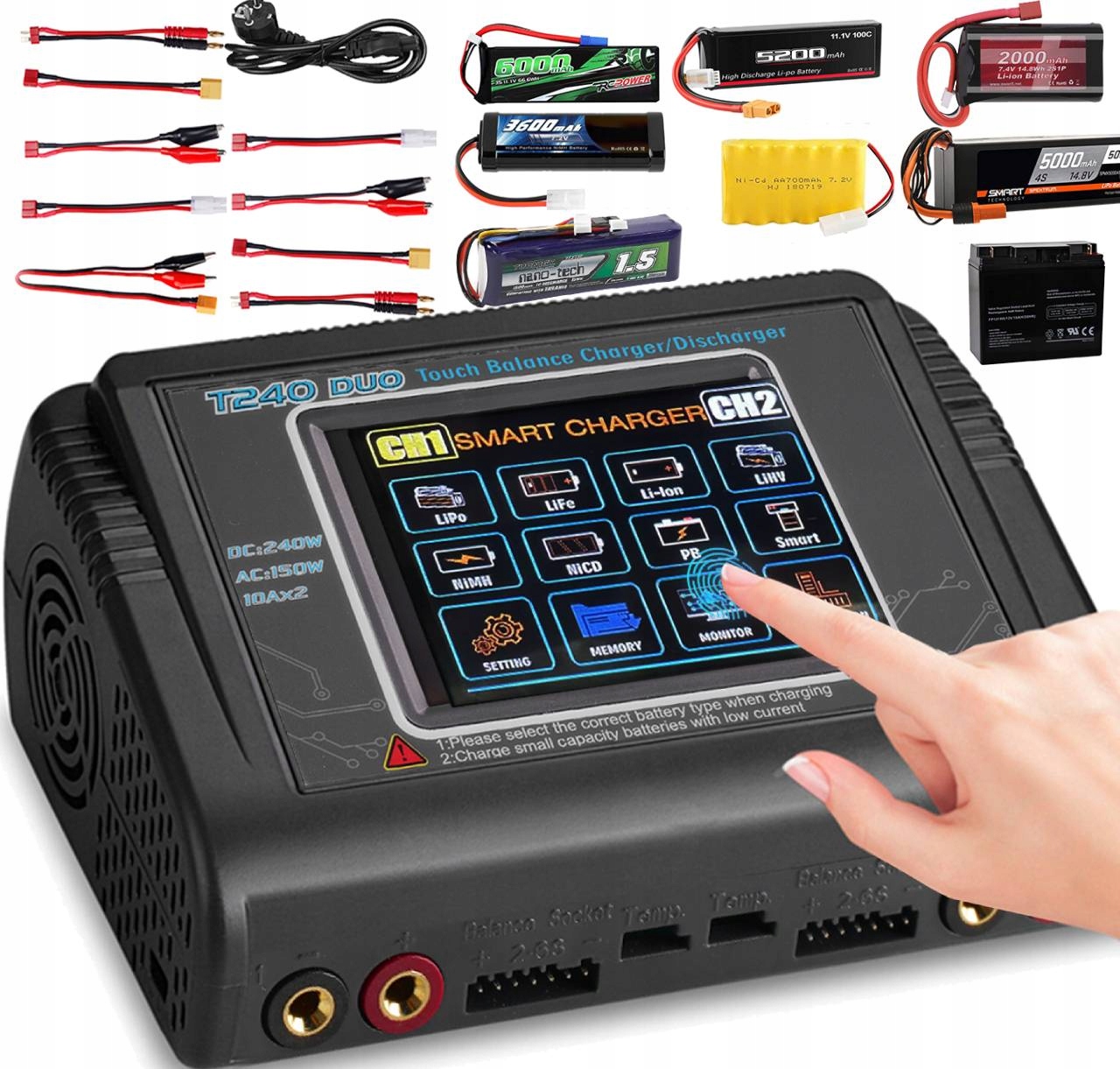 Htrc NiMH nabíječka AC150W DC 240W 10A pro LiPO Lilon Life LiHV NiCD Pb