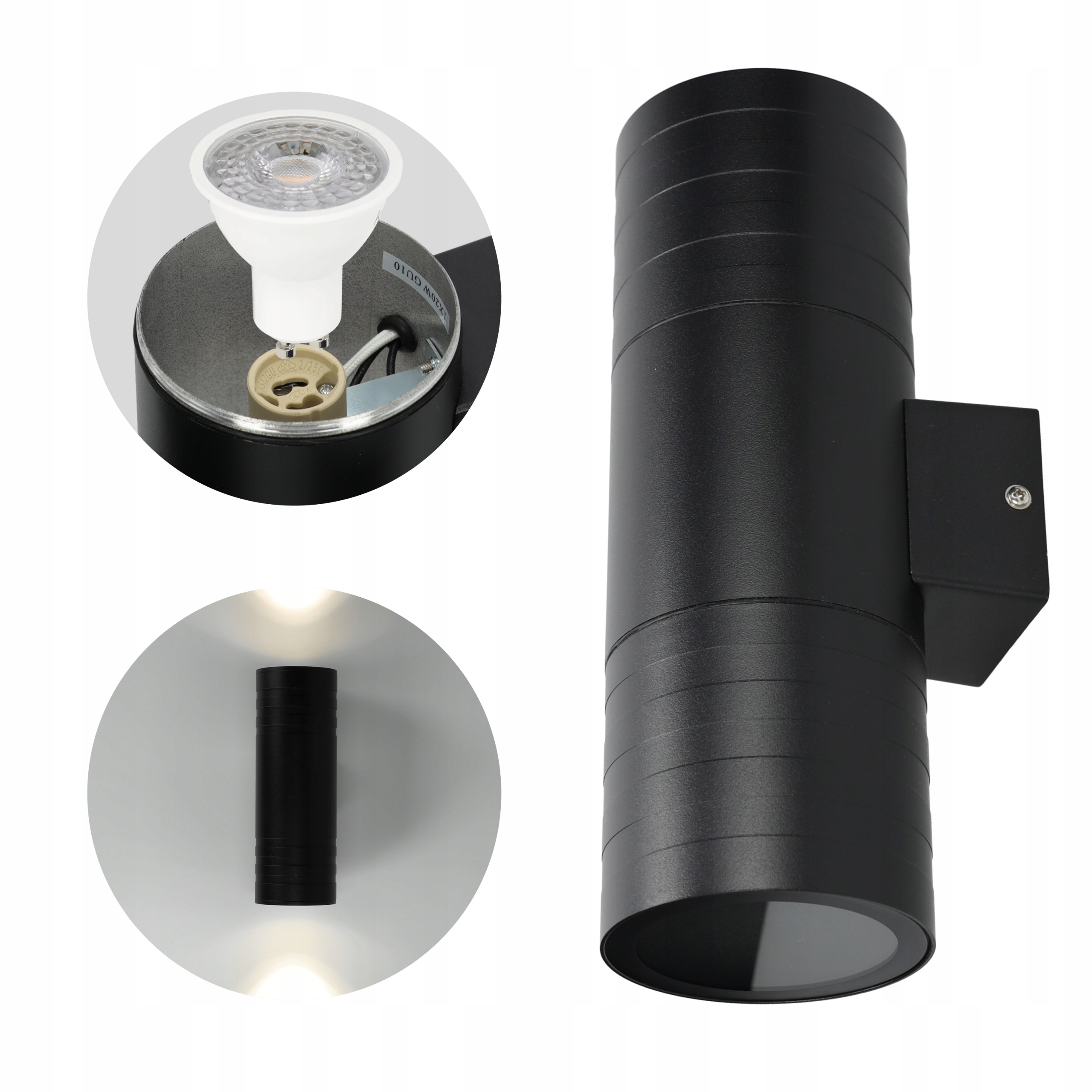 Nástěnné svítidlo Ava 5 oboustranné Kulatý Černé voděodolné GU10 pro zahradu
