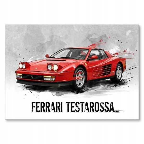 Velká grafika na kov, plechové auto Ferrari do garážového pokoje loftové dílny