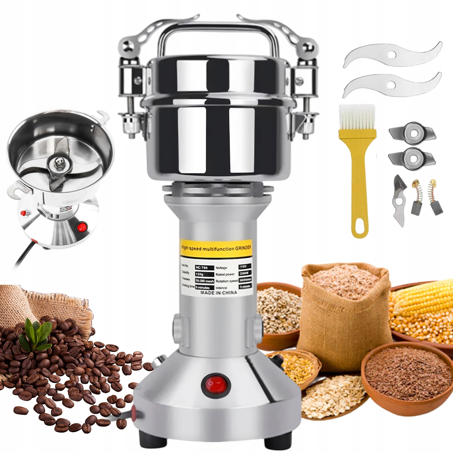 Rozdrabniacz Do Żywności Ziaren Elektryczny Młynek Kuchenny 28000RPM 850W