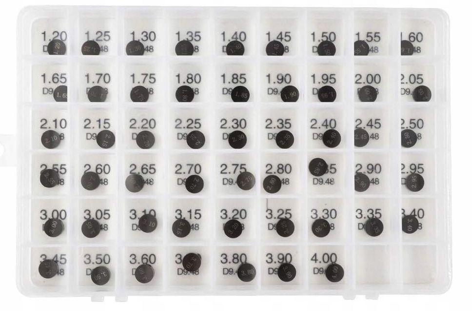 52x PŁYTKI ZAWOROWE 9.48mm 1.20-3.90 KOMPLET MIX RÓŻNE ZESTAW