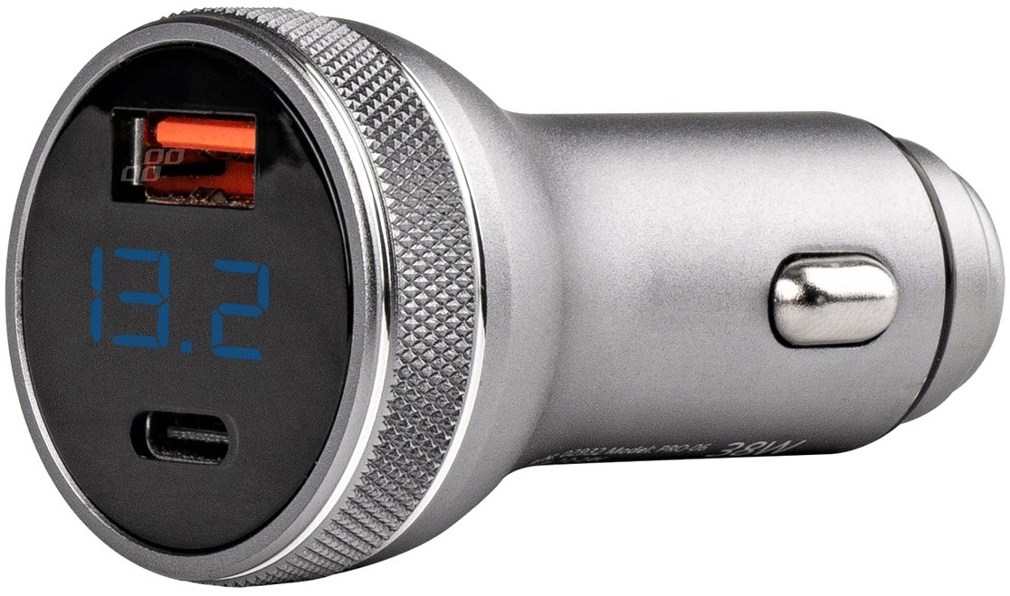 

Ładowarka Samochodowa Z Woltomierzem 38W Usb Usb-c