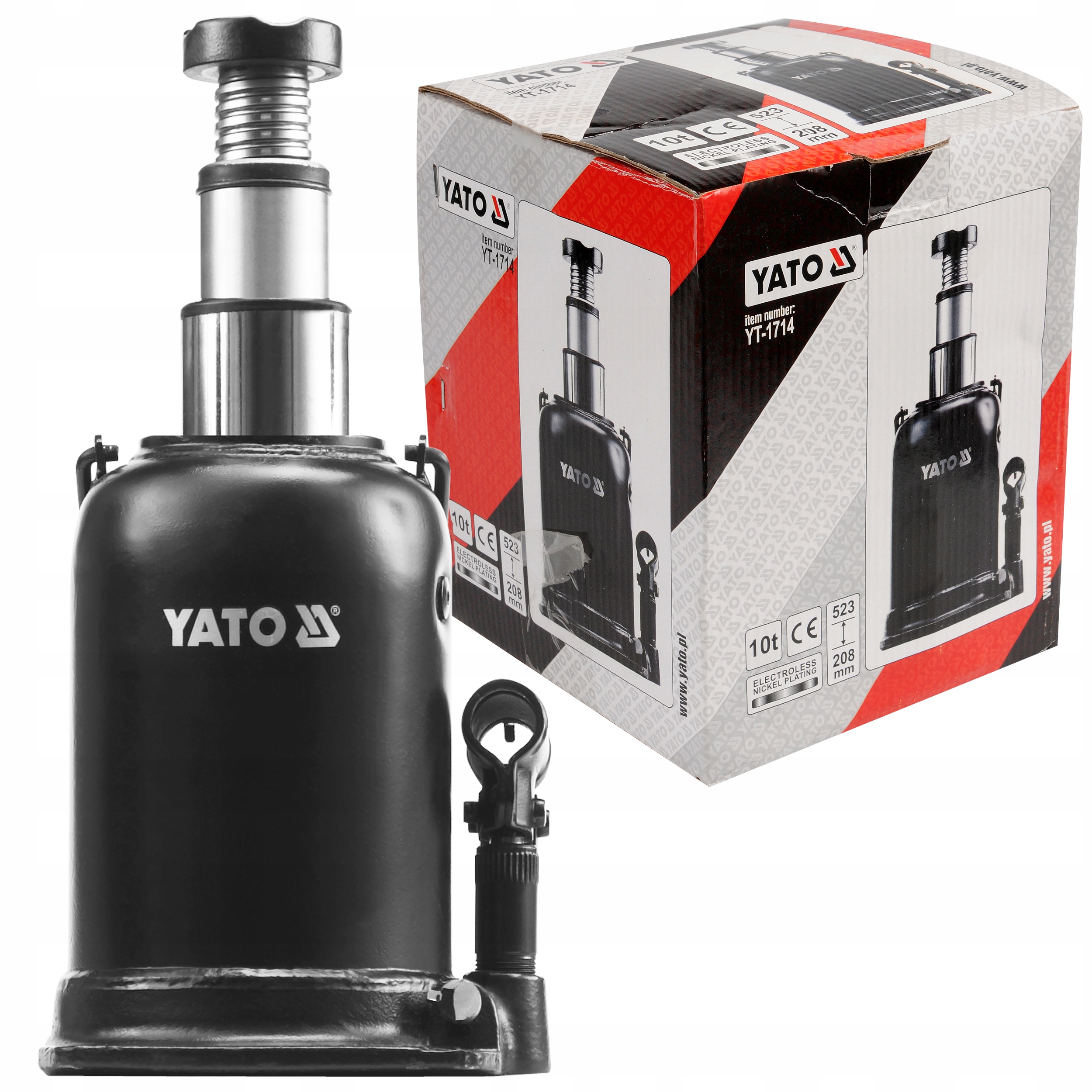 Podnośnik Hydrauliczny Słupkowy Dwustopniowy Yato 10T 210-520mm Lewarek