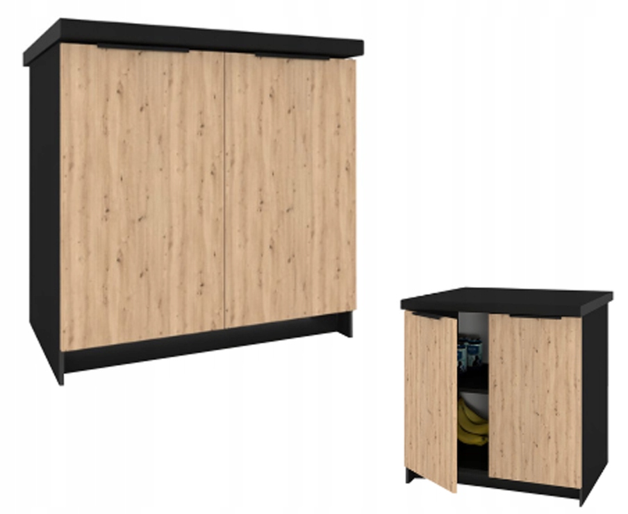Kuchyňská skříňka Stojící Dolní Kira Černá Artisan 80 cm, deska S Tlumením Dovírání