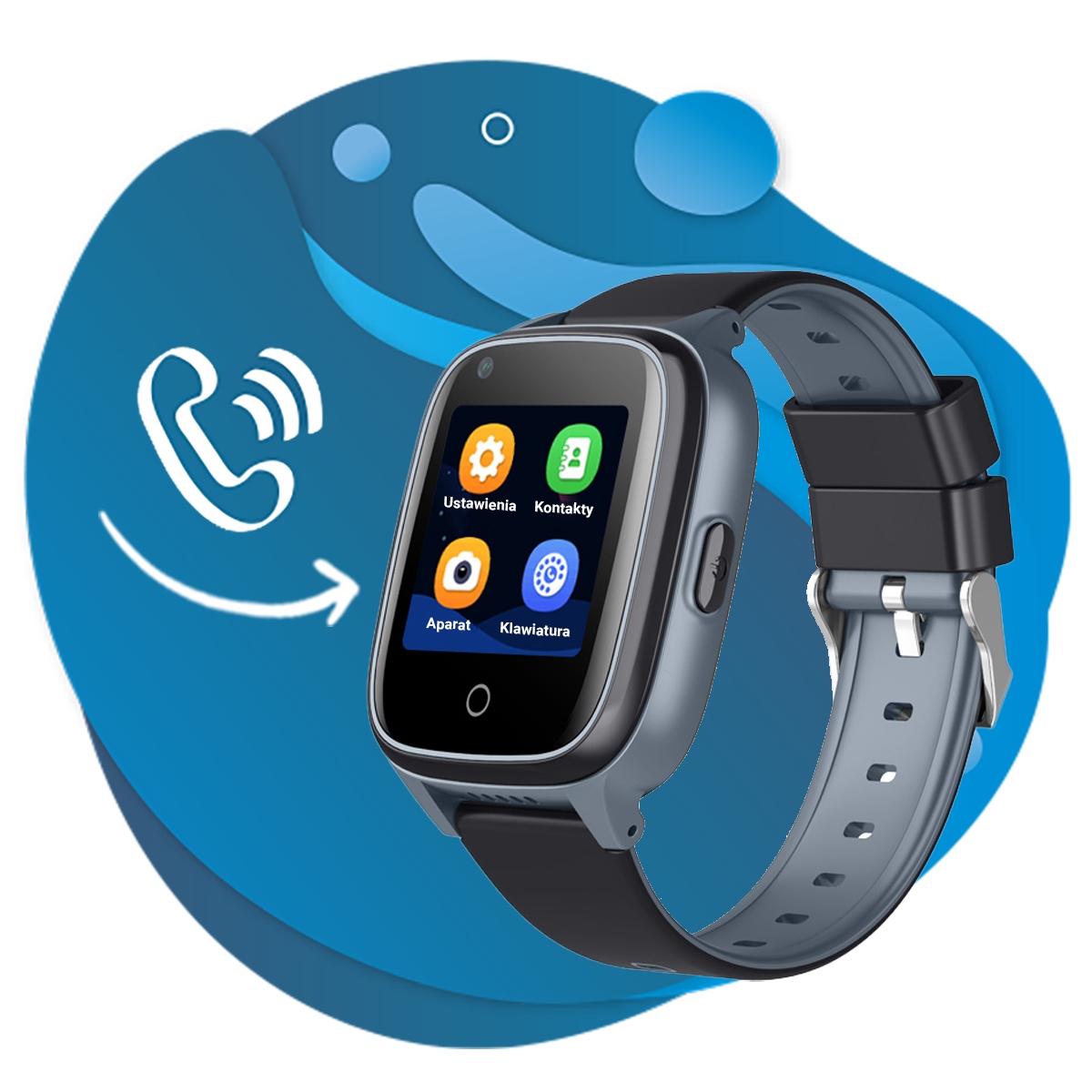 Smartwatch dla dziecka CALMEAN Child Watch Touch 2 GPS, GRY, WODOSZCZELNY Model inny