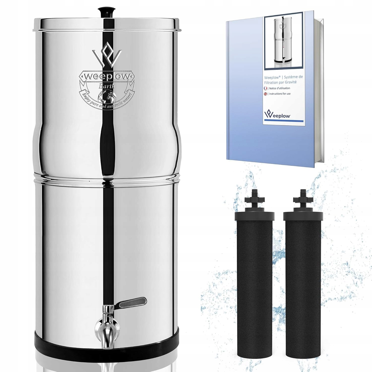 Systém filtrácie vody Weeplow Earth Eco 8,5L z nehrdzavejúcej ocele, 2 filtre