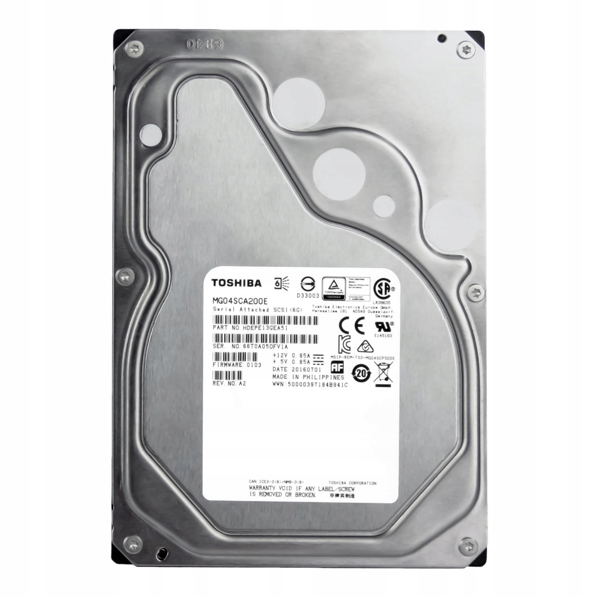 Toshiba 2TB 7.2K 64MB SAS-2 3.5'' MG04SCA200E