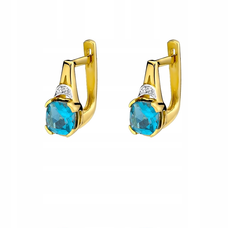 

Złote Kolczyki 585 Brylanty 0,01 ct Topaz 2,20 ct