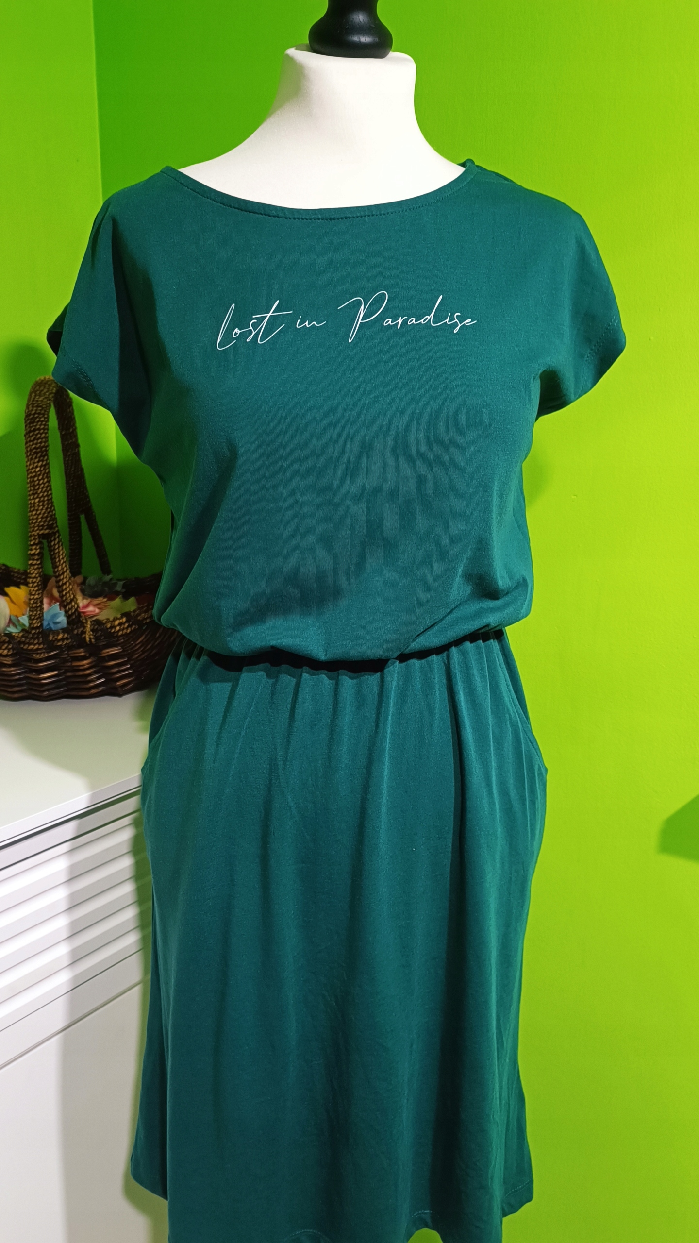 Zielona sukienka z kieszeniami Esmara 36-38 modal bawełna