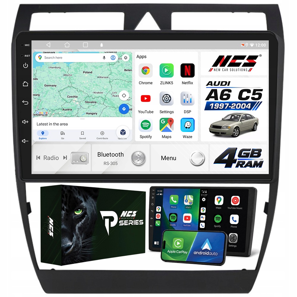 Autorádio 2DIN Ncs RS-305 Audi A6 C5 1997-2004 Android Navigácia