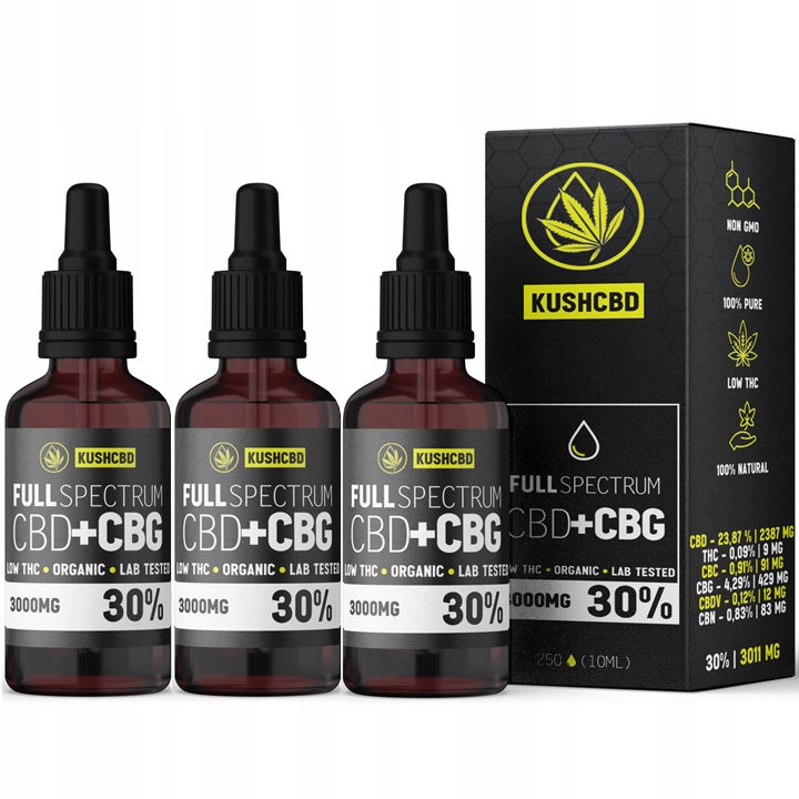 Olejek Konopny Cbd Cbg 30% Raw Full Spectrum 9000mg 3 x 10ml