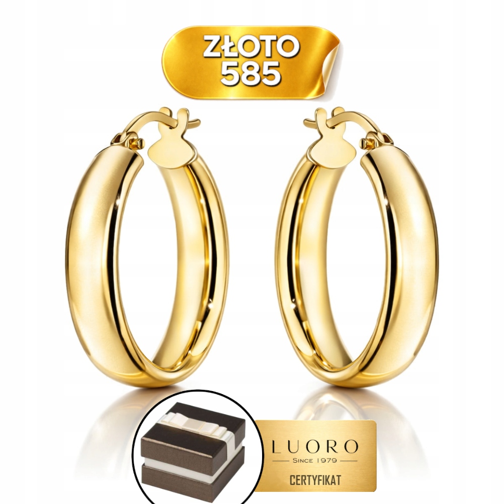 Náušnice Zlaté 585 14K Kolečka 18 MM Anglické Zapínání Elegantní