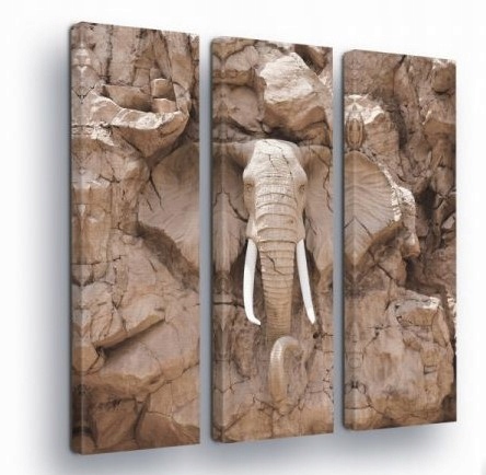 Obraz 90x100 Slon skála socha příroda síla stabilita textura