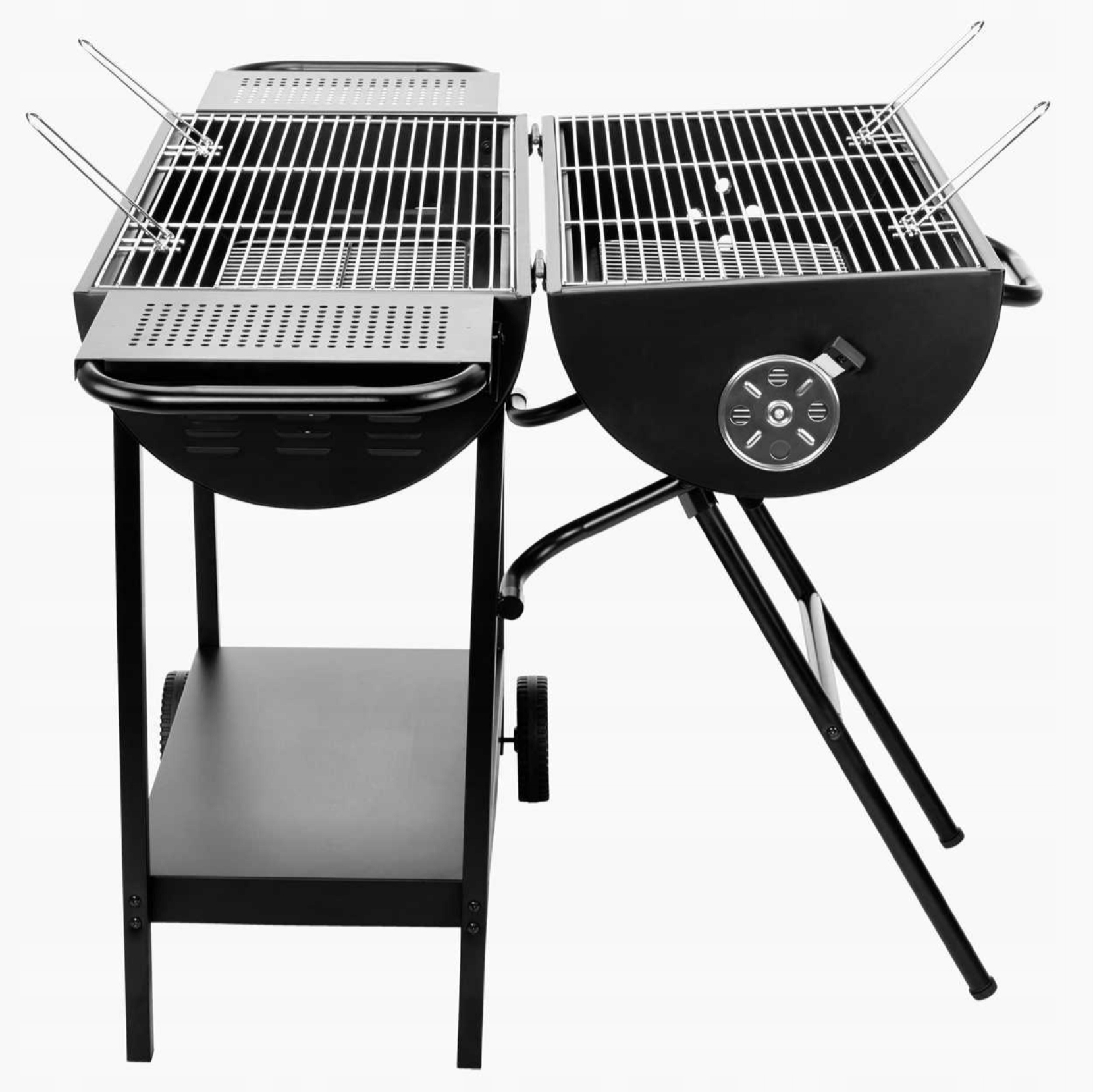 DUŻY GRILL WĘGLOWY OGRODOWY RODZINNY IMPREZOWY - PODWÓJNY RUSZT 139x74cm Materiał stal