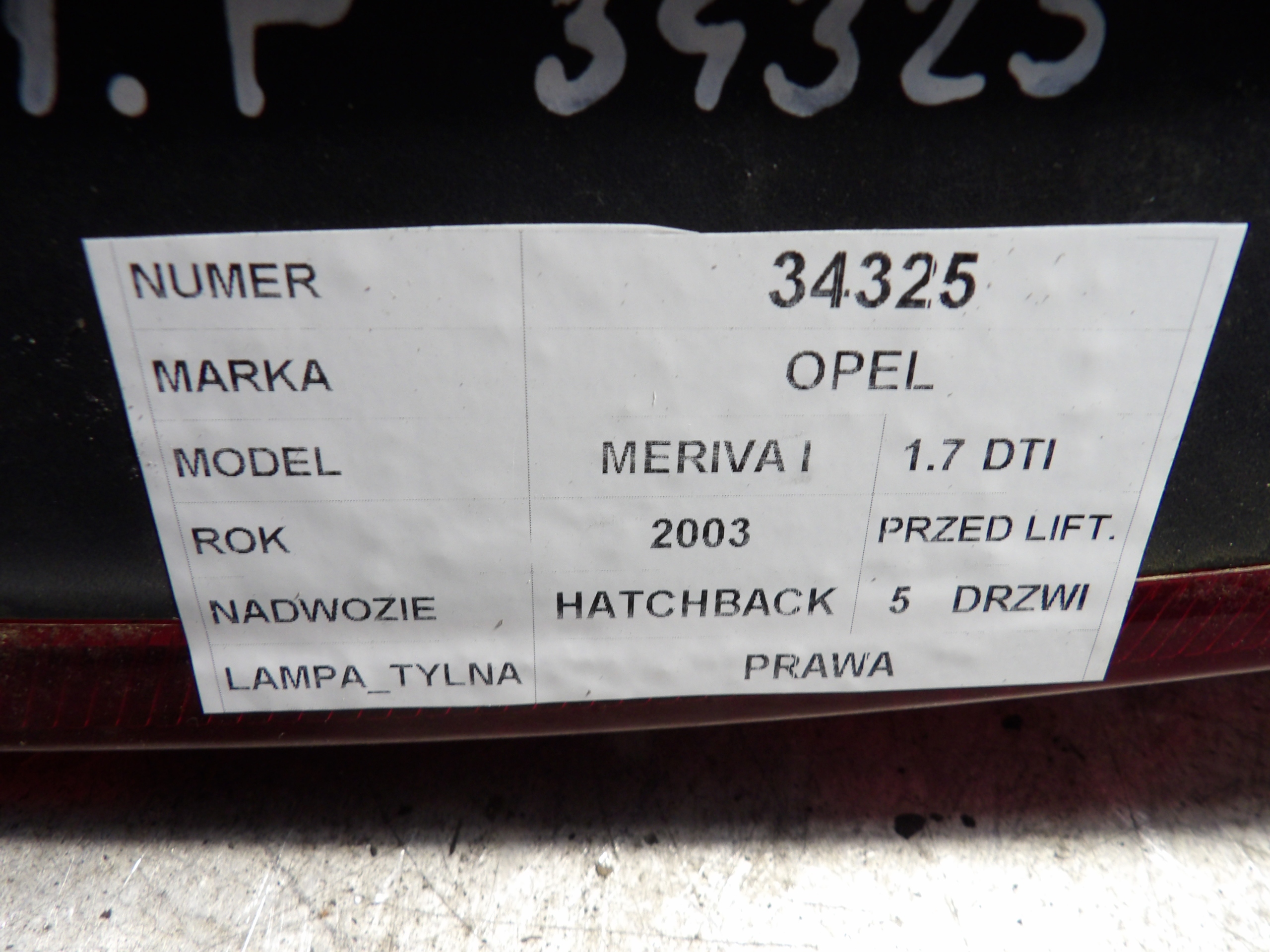Opel Meriva und Licht hinten rechts 1,7DTI