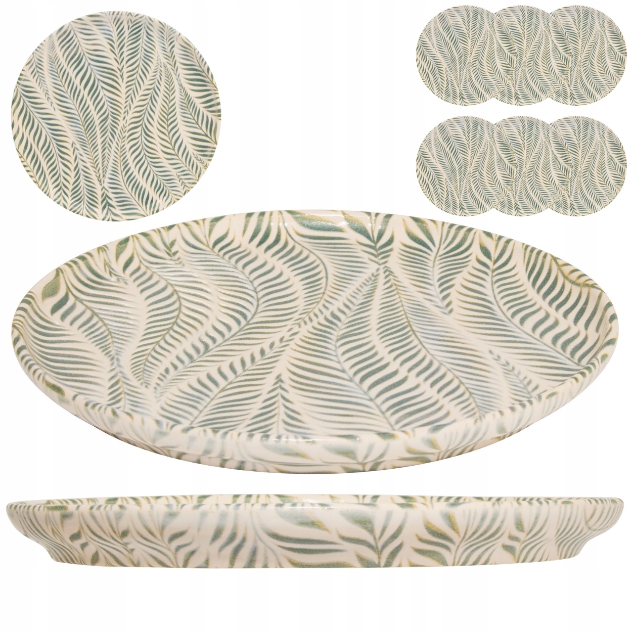 Komplet 6 dezertních talířů 22 cm Zelená sada nádobí, keramika