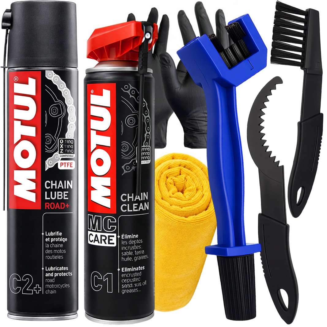 Motul Čistič Řetězu Mazivo Kartáče Mikrovlákno Rukavice