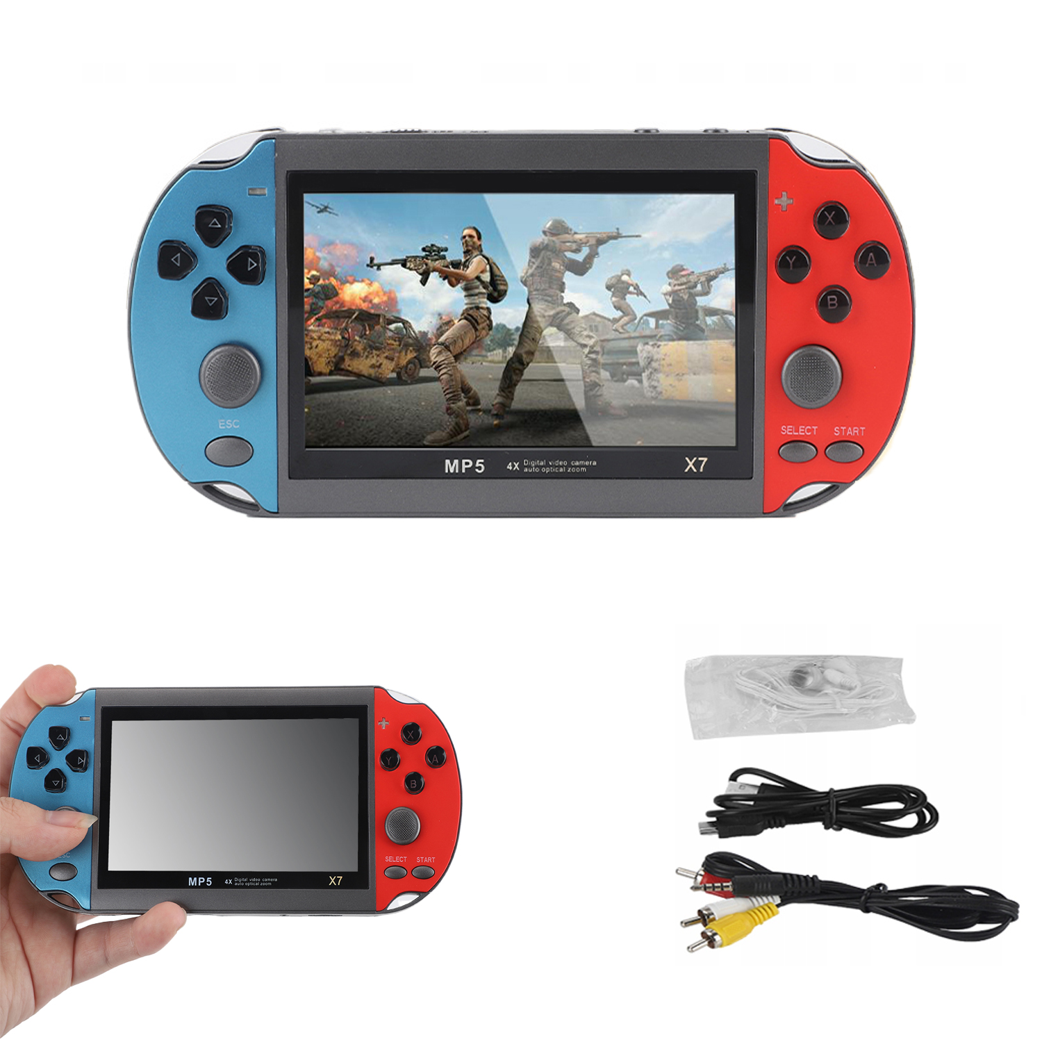 Duży Ekran 4,3'' Przenośna Konsola Gra X7 Gra Wideo MP5 Jakość Hd 1000+GIER