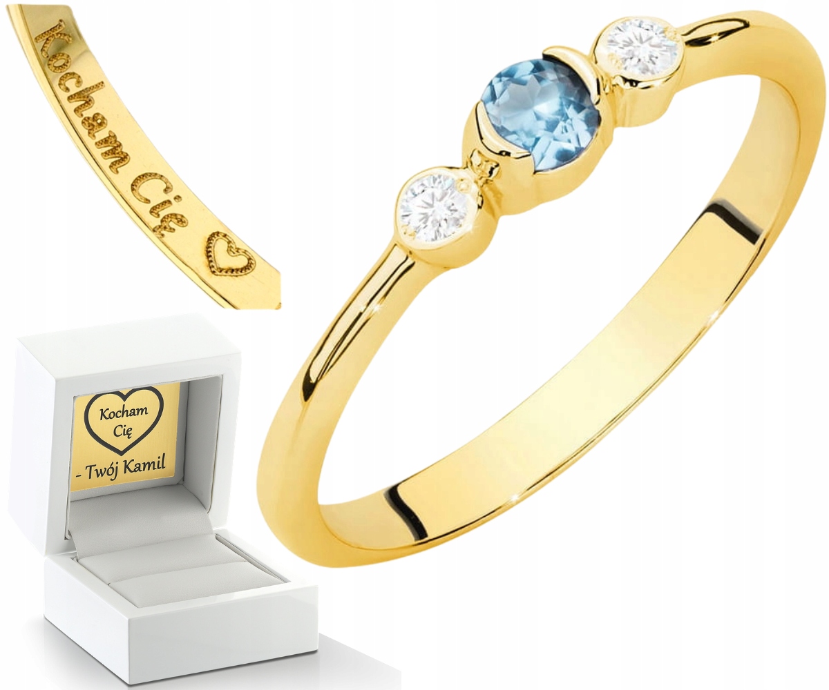 Zlatý Prstýnek S Topazem A Brilianty Žluté Zlato Gravírování Bonus 585