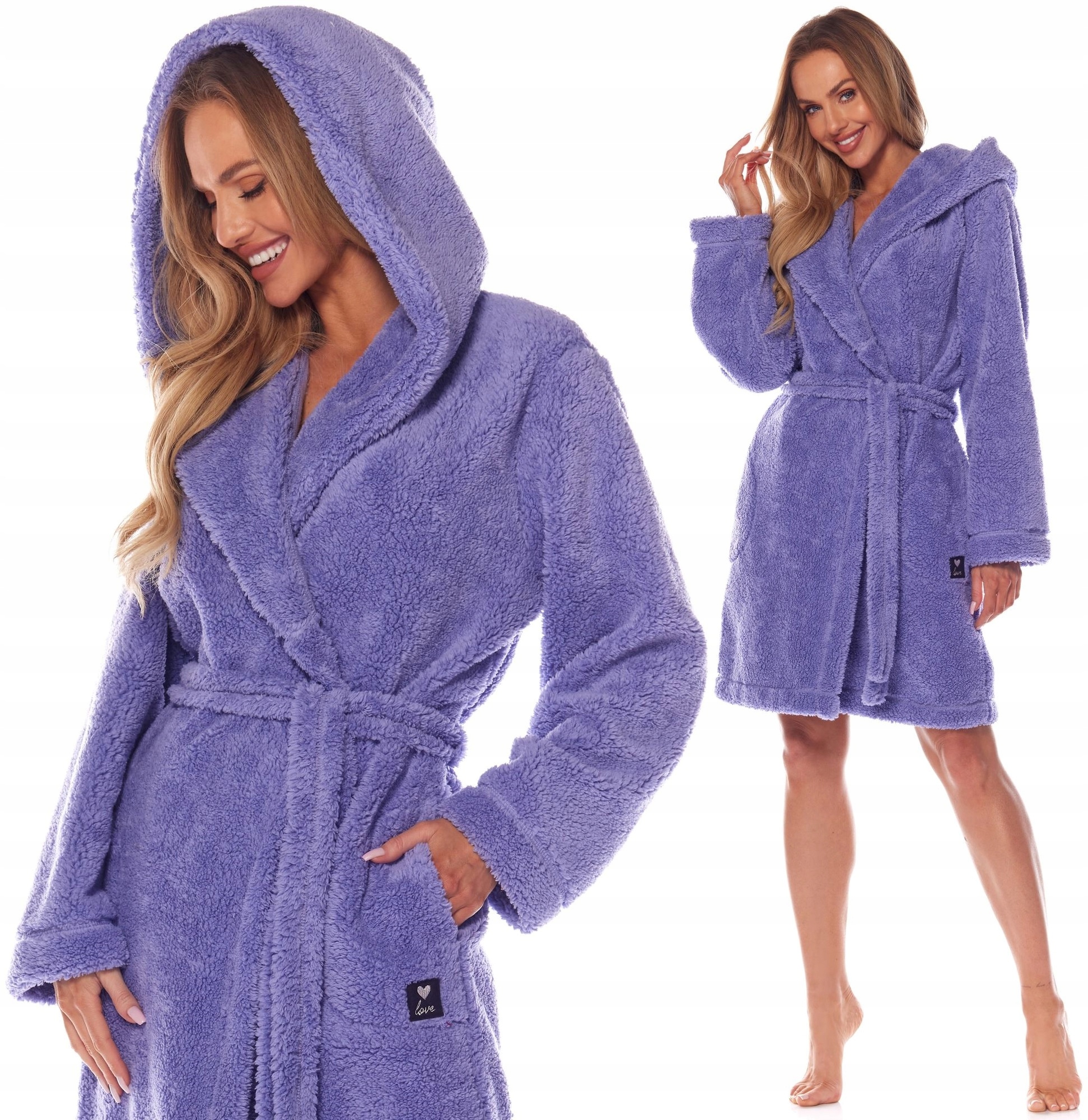 KRÓTKI CIEPŁY PUCHOWY DAMSKI SZLAFROK PODOMKA M