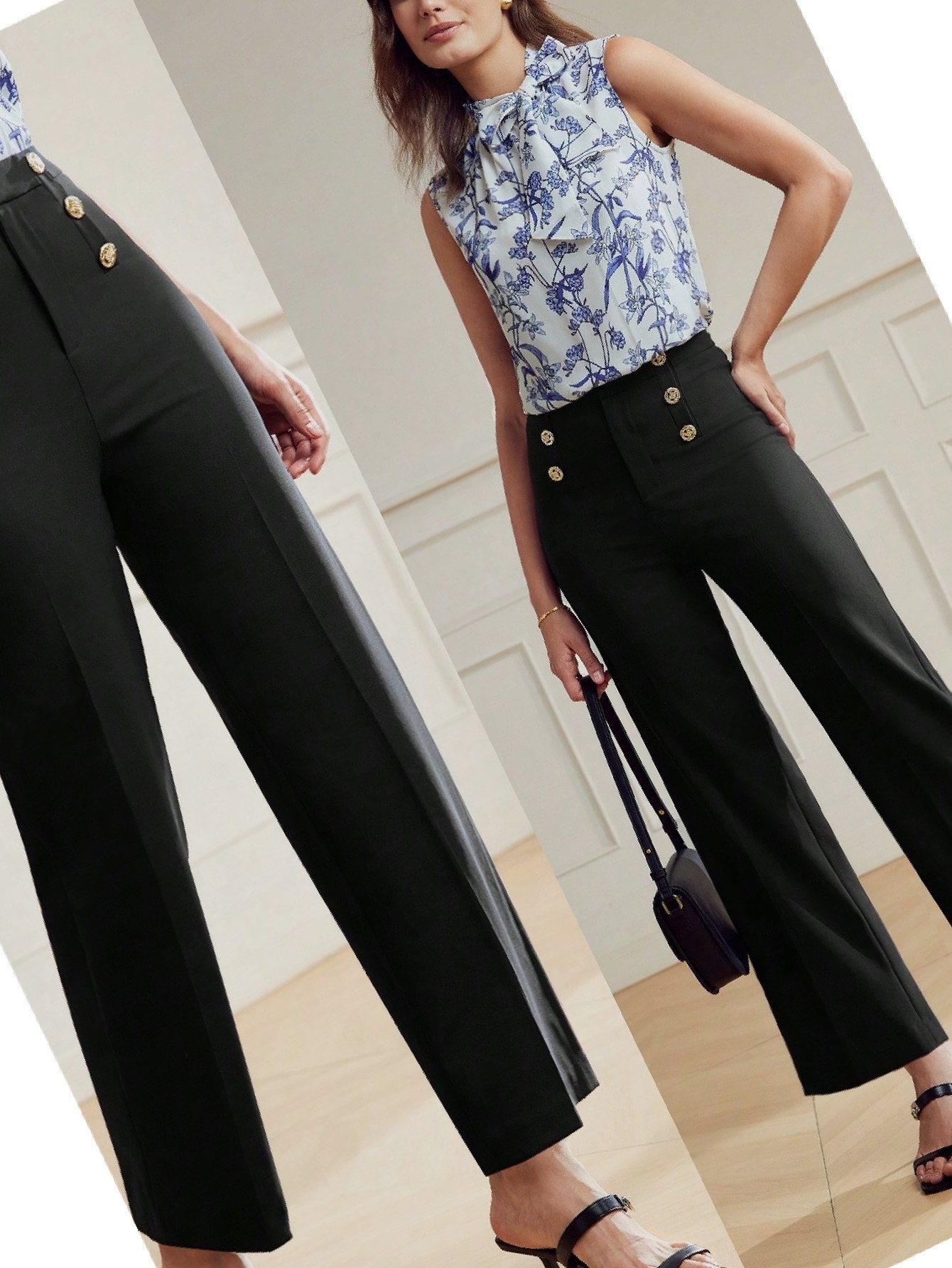 Dámské oblekové kalhoty zlaté s prémiovými knoflíky Motf M