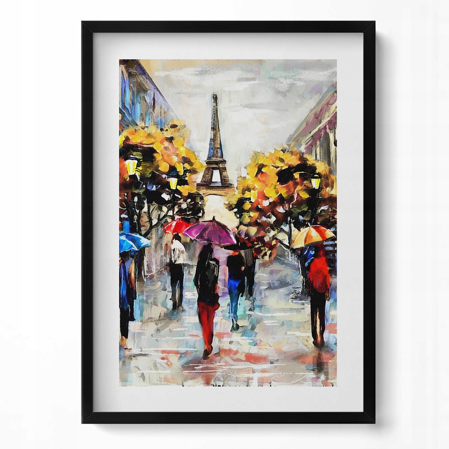 Moderní nástěnná dekorace Eiffel Streets Nova – malovaná na podzim 50x70 cm